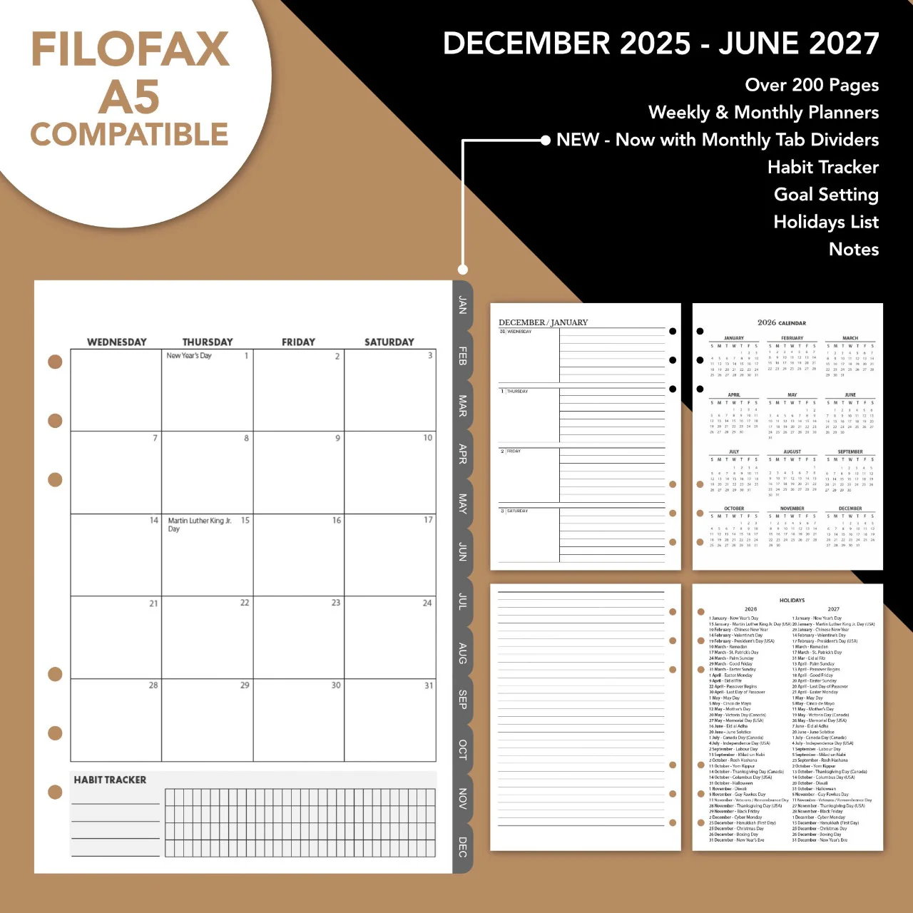 2026/27 Calendar Planner Inserts - Ivory Color - Thick Monthly Weekly Calendar Refill for A5 6-Ring Binder Planner Compatible with Filofax 8 1/4 x 5 5/8 (21cm x 14.2cm) to Jun 2027 - Image 6