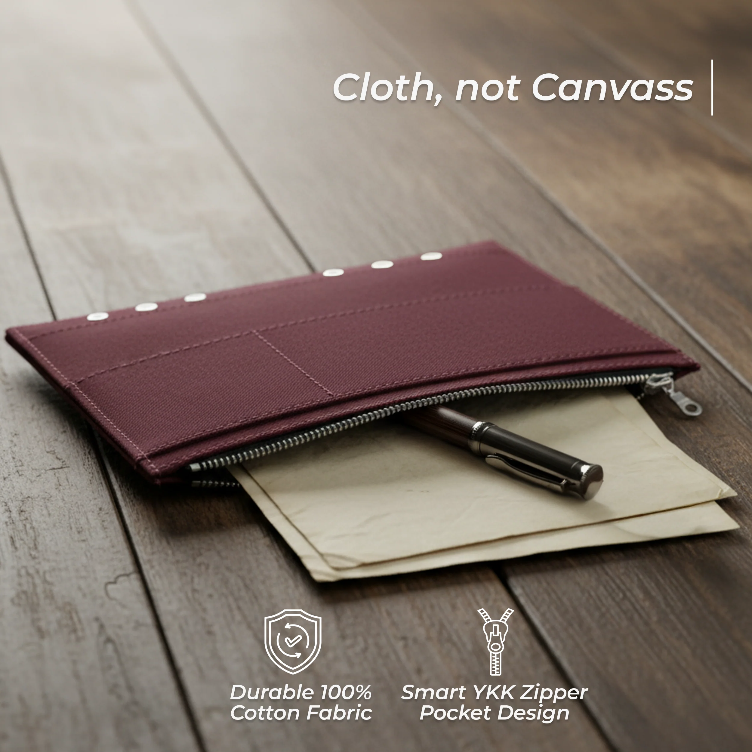 6-Ring Zipper Pocket for A5 Size Binder Planners - 5.9" x 8.25" (15 x 21 cm) - Durable 100% Cotton Fabric - Image 7
