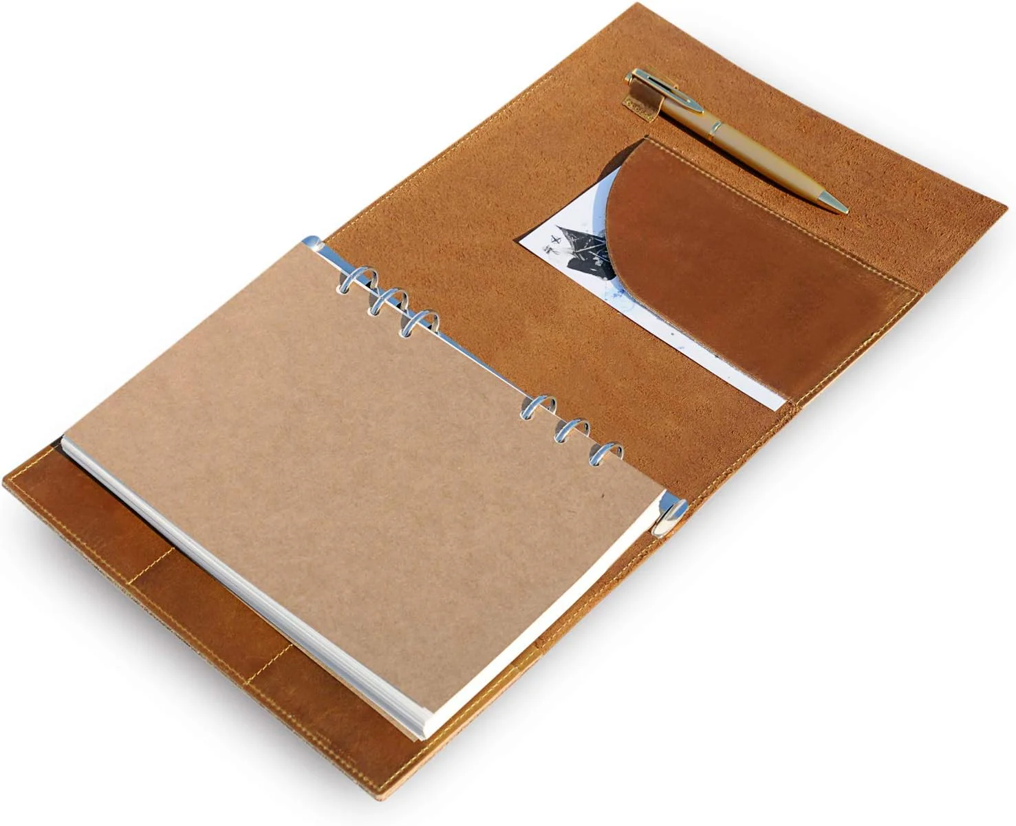 Refillable A5 Leather Binder Journal with 2026/27 Dated Calendar Pages - 6.5" x 9" - Image 4