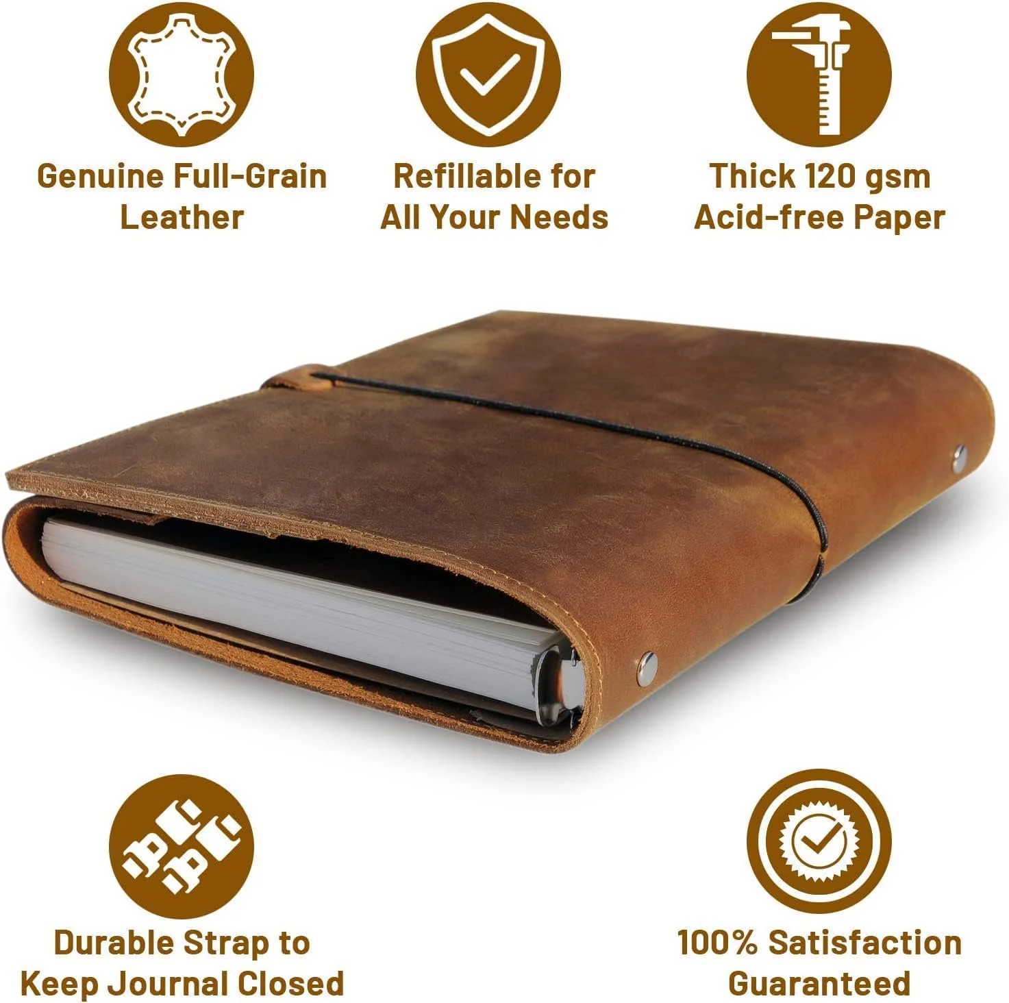 Refillable A5 Leather Binder Journal with 2026/27 Dated Calendar Pages - 6.5" x 9" - Image 8