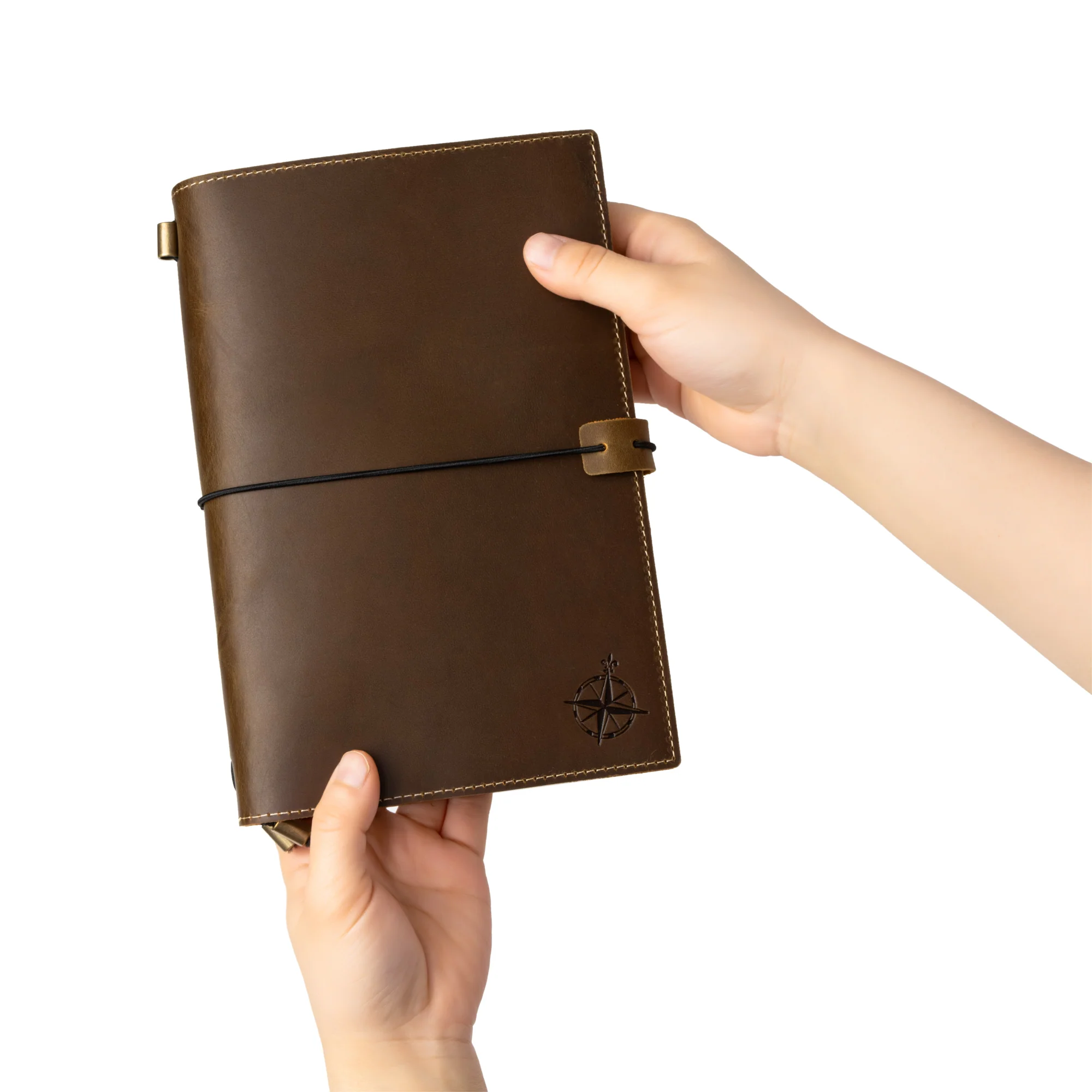 A5 Refillable Travelers Notebook with Pockets — Brown Leather 6" x 8.7" / 15cm x 22cm - Image 5