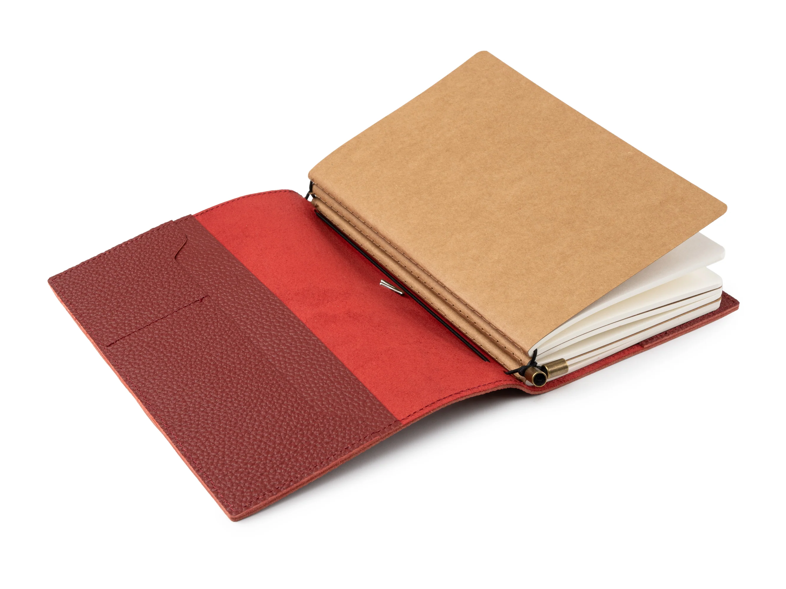 A5 Refillable Travelers Notebook with Pockets (Red) — 6" x 8.7" / 15cm x 22cm - Image 5