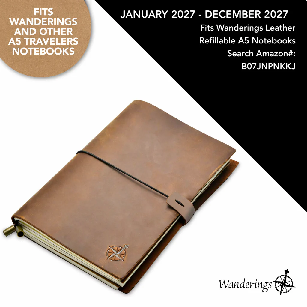 A5 and Regular Traveler's Notebook Dated Calendar Refill - January 2027 - December 2027 - Image 4