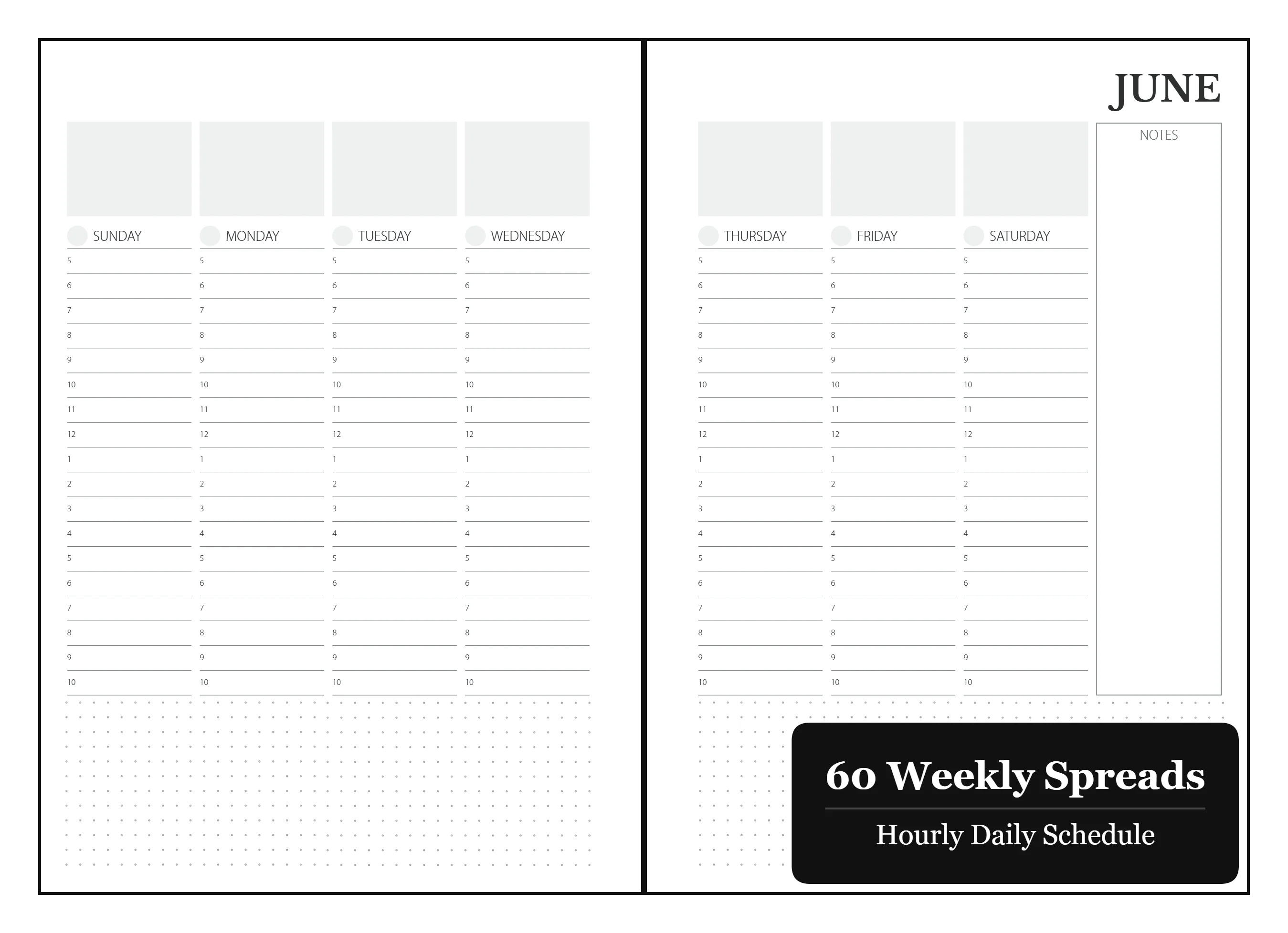 A5 Leather Planner Binder - Refillable 6-Ring Undated Journal - Hourly Daily Schedule, 60 Weekly Spreads - Image 4