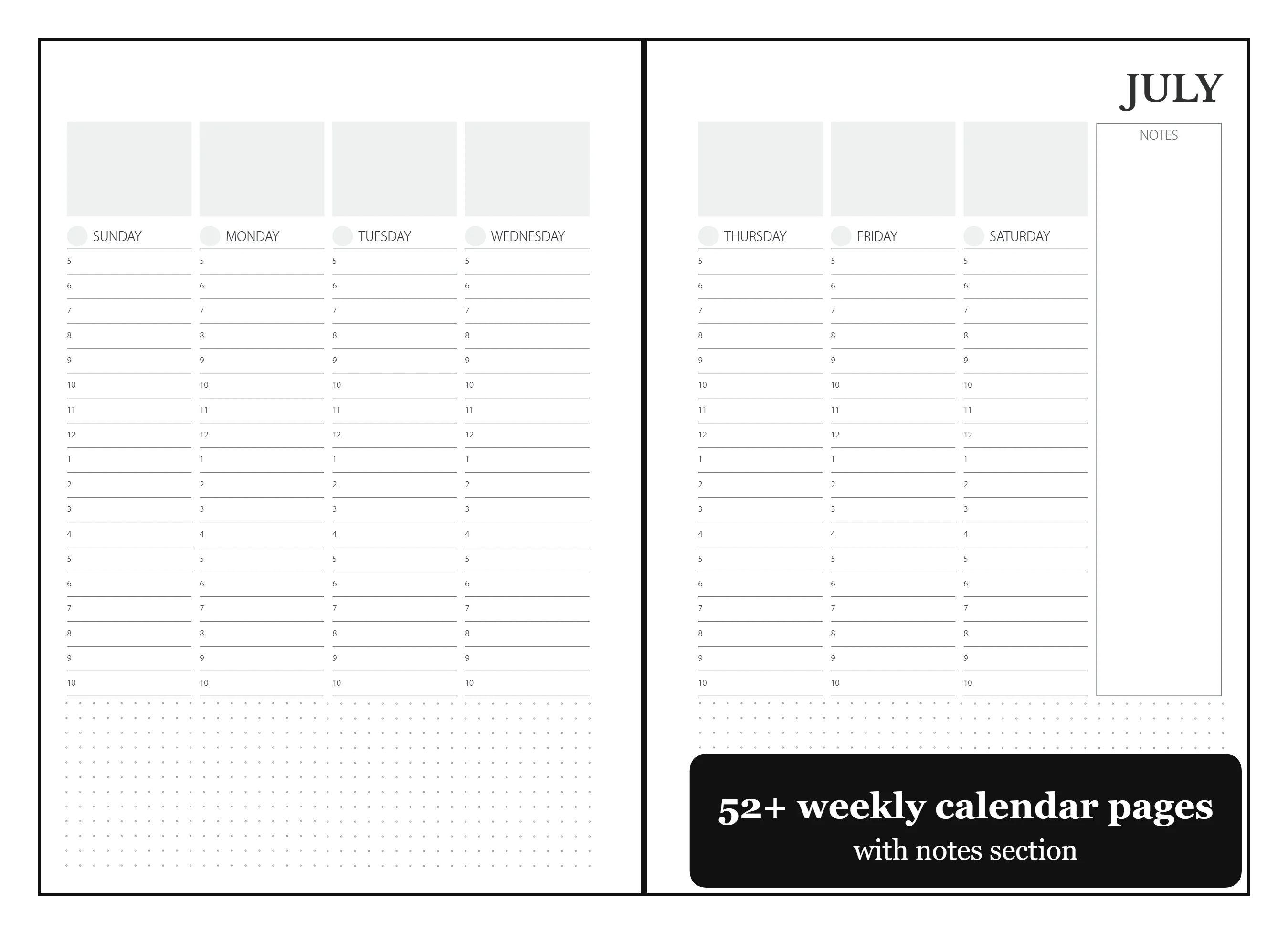 A5 Leather Planner Binder - Refillable 6-Ring Undated Journal - Hourly Daily Schedule, 60 Weekly Spreads - Image 6