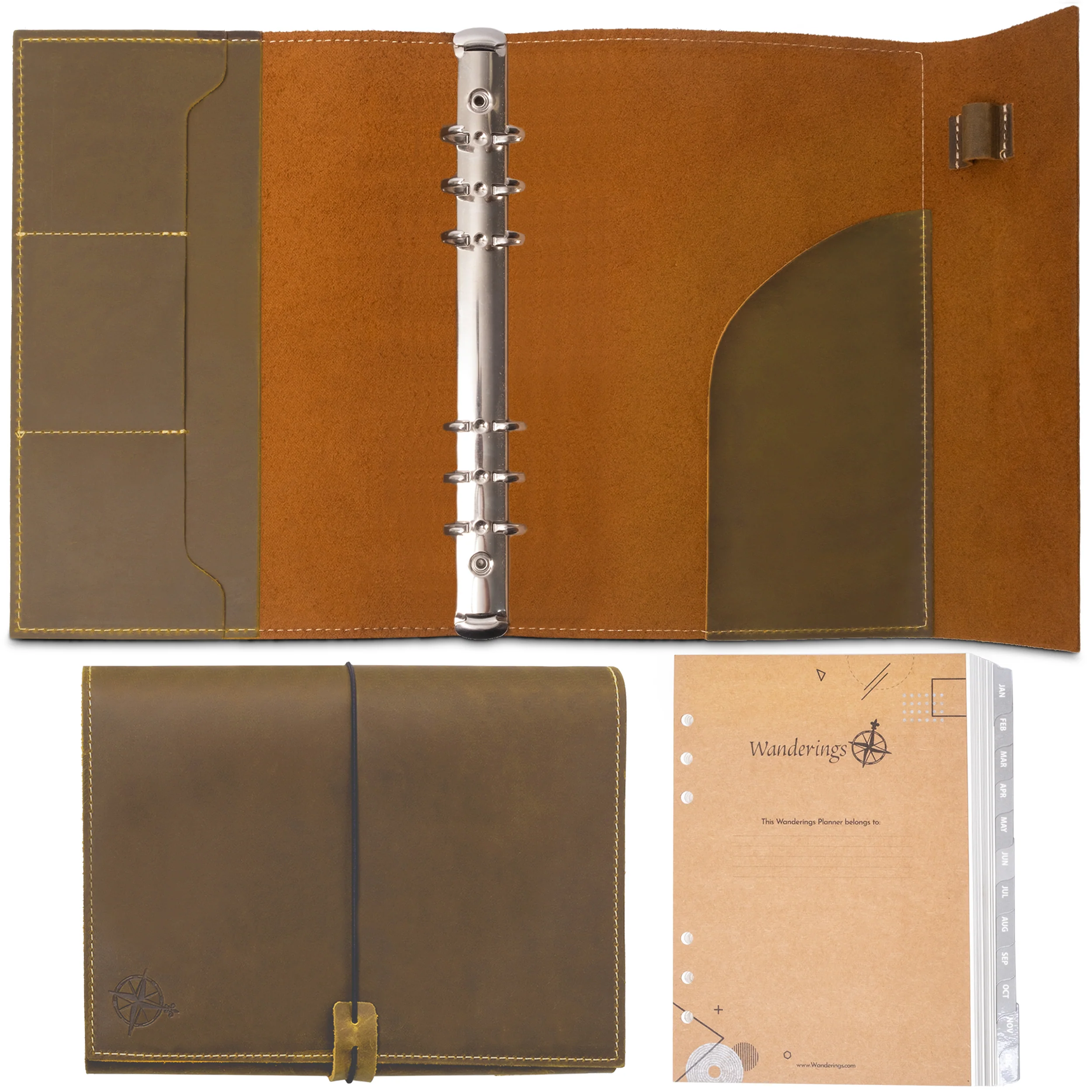 A5 Leather Planner Binder - Refillable 6-Ring Undated Journal - Hourly Daily Schedule, 60 Weekly Spreads - Image 9