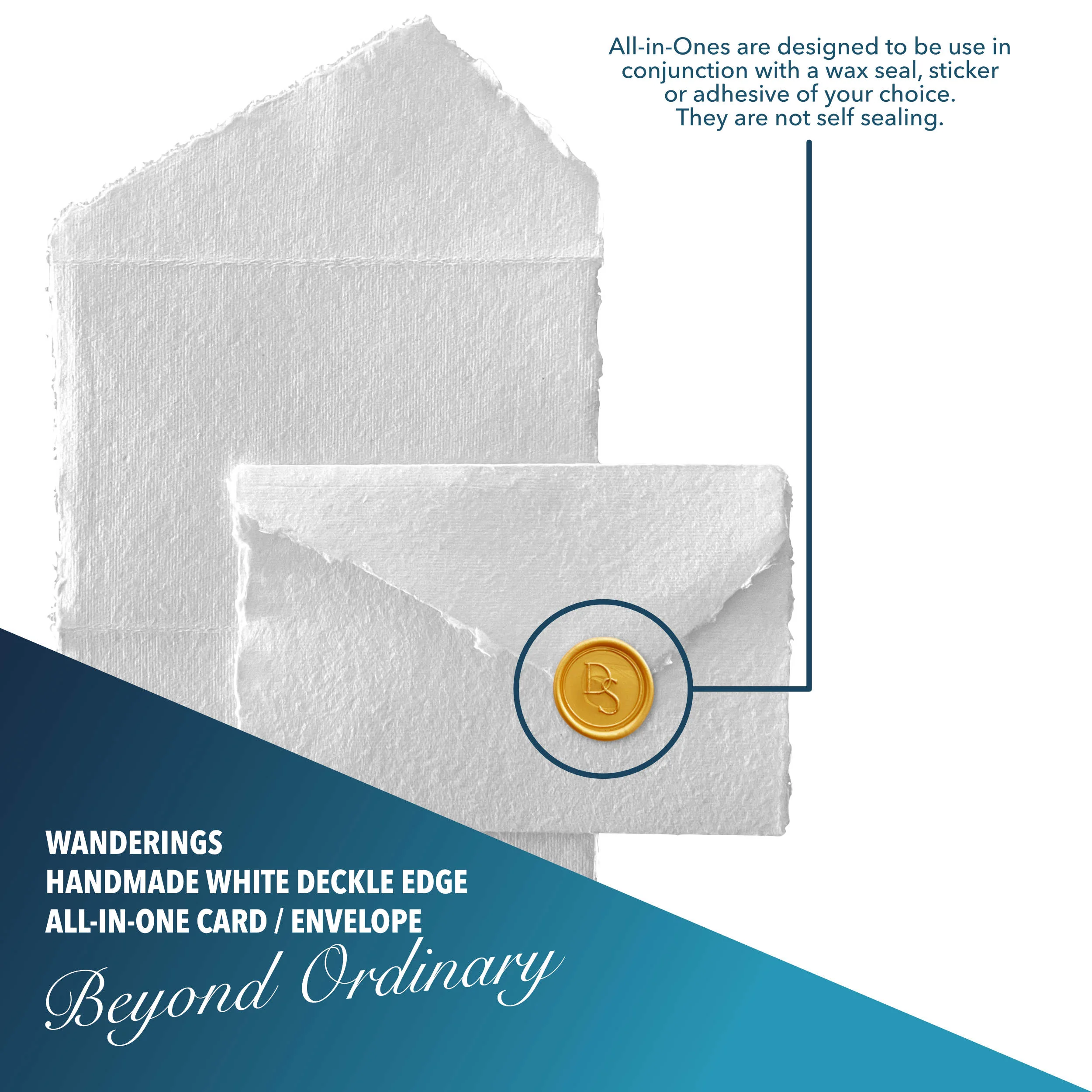 All-in-One White Deckle Edge Card / Envelope - 4.25 x 6.25" 150 GSM - 25 Pack - Image 5
