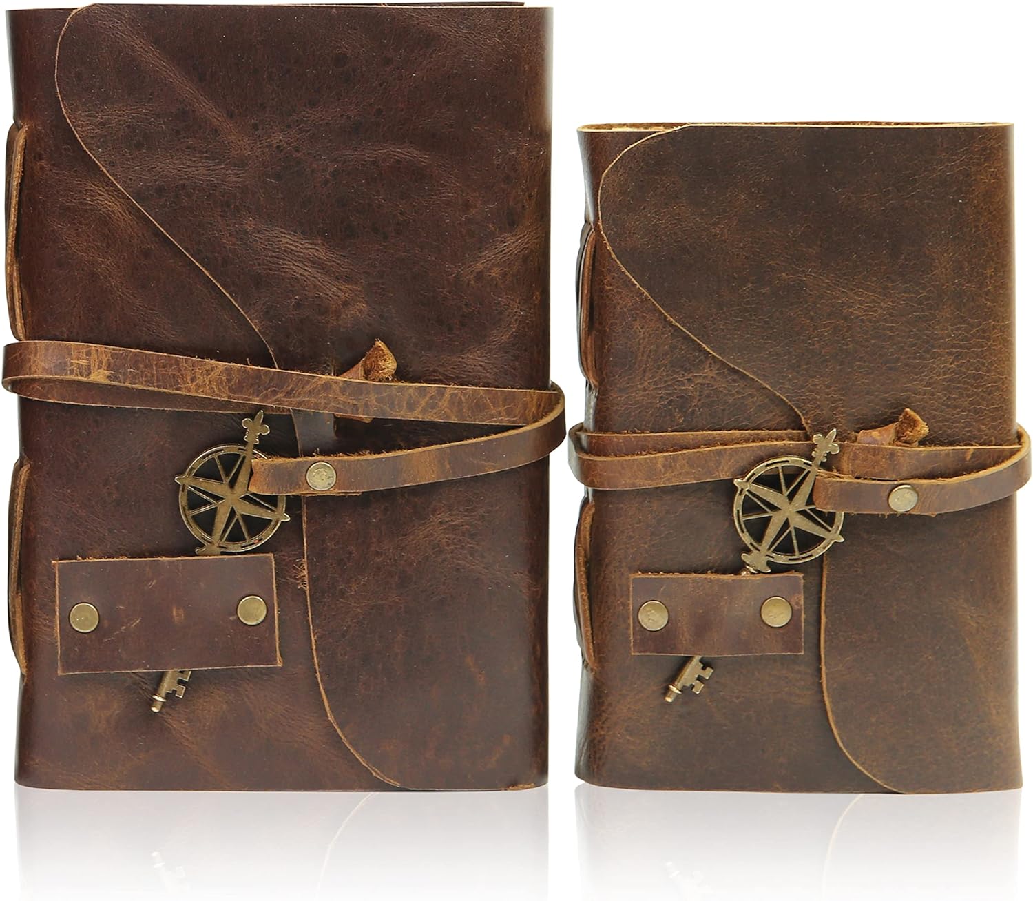 Vintage Leather Journal - Antique Handmade Leather Bound Journal with Old Fashioned Deckle Edge Paper - Image 5