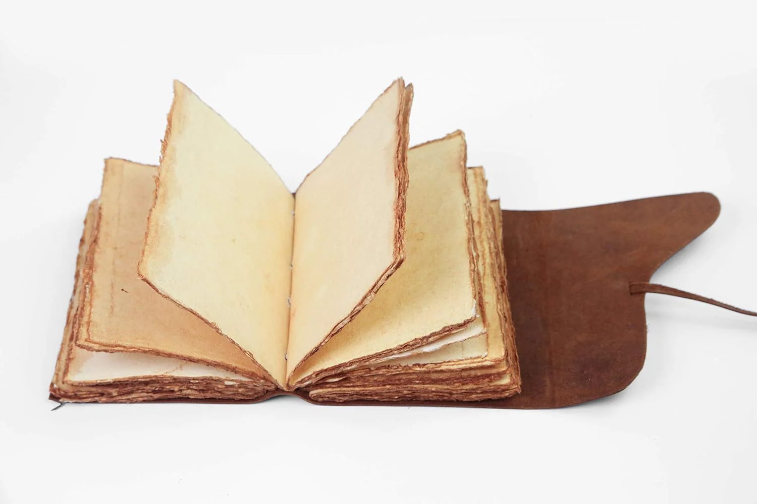 Vintage Leather Journal - Antique Handmade Leather Bound Journal with Old Fashioned Deckle Edge Paper - Image 8