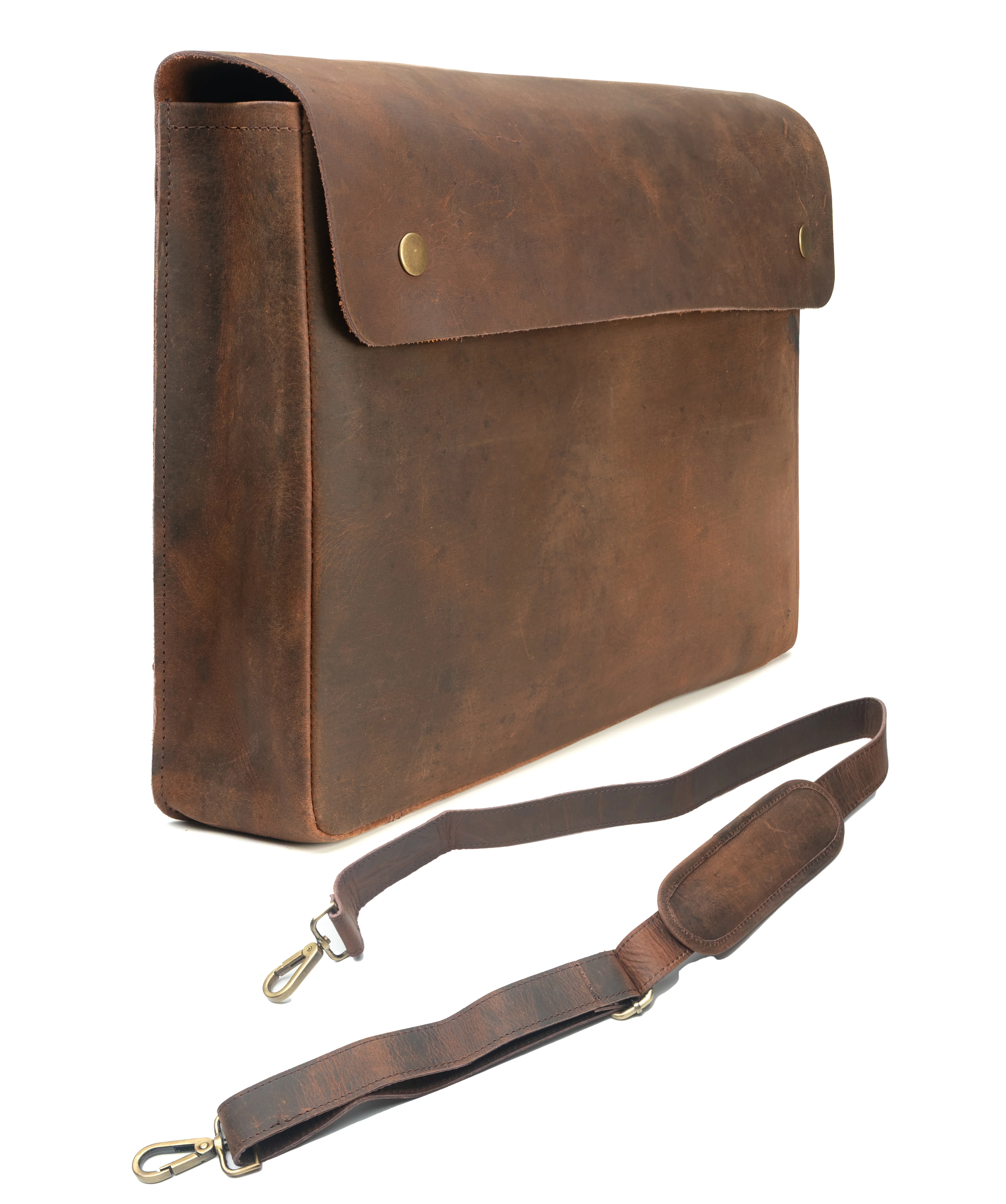 Genuine Full Grain Leather Folder with Removable Strap - Fits 15" 14" 13" Tablets and Laptops - Image 3