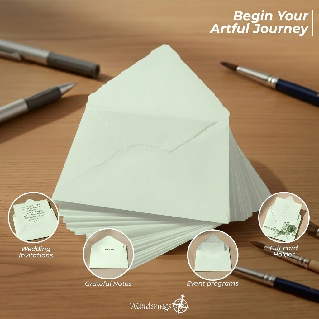 Mint Green Deckle Edge Envelopes - 150 GSM - 3 Sizes - 25 Pack - Image 4
