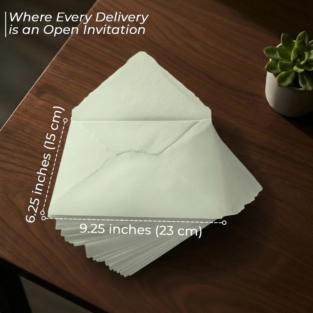 Mint Green Deckle Edge Envelopes - 150 GSM - 3 Sizes - 25 Pack - Image 8