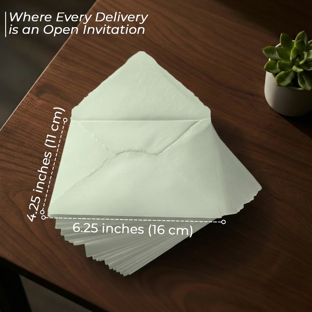 Mint Green Deckle Edge Envelopes - 150 GSM - 3 Sizes - 25 Pack - Image 9
