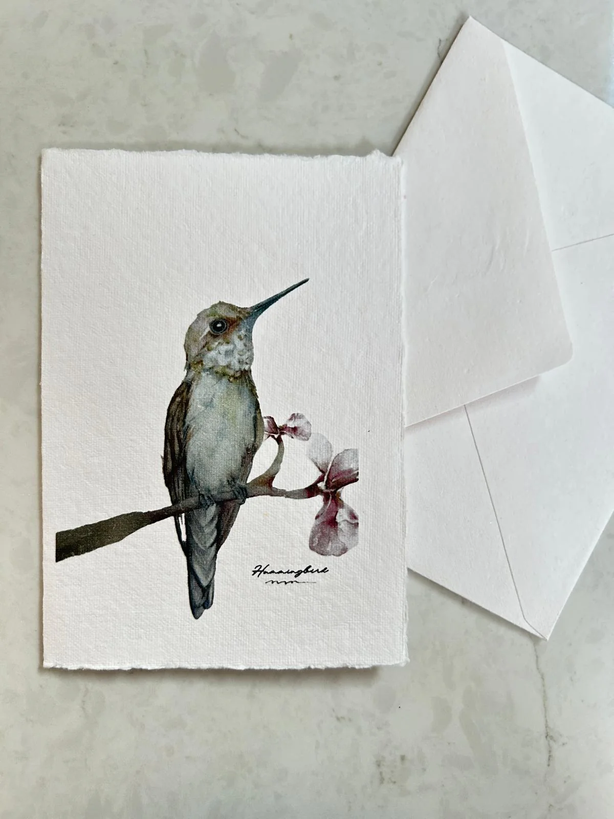 Handmade Deckle Edge Blank Greeting Cards & Envelopes with Bird Art - 300 GSM – 20 Cards (5 Each of 4 Varieties) – 5x7" - Image 3