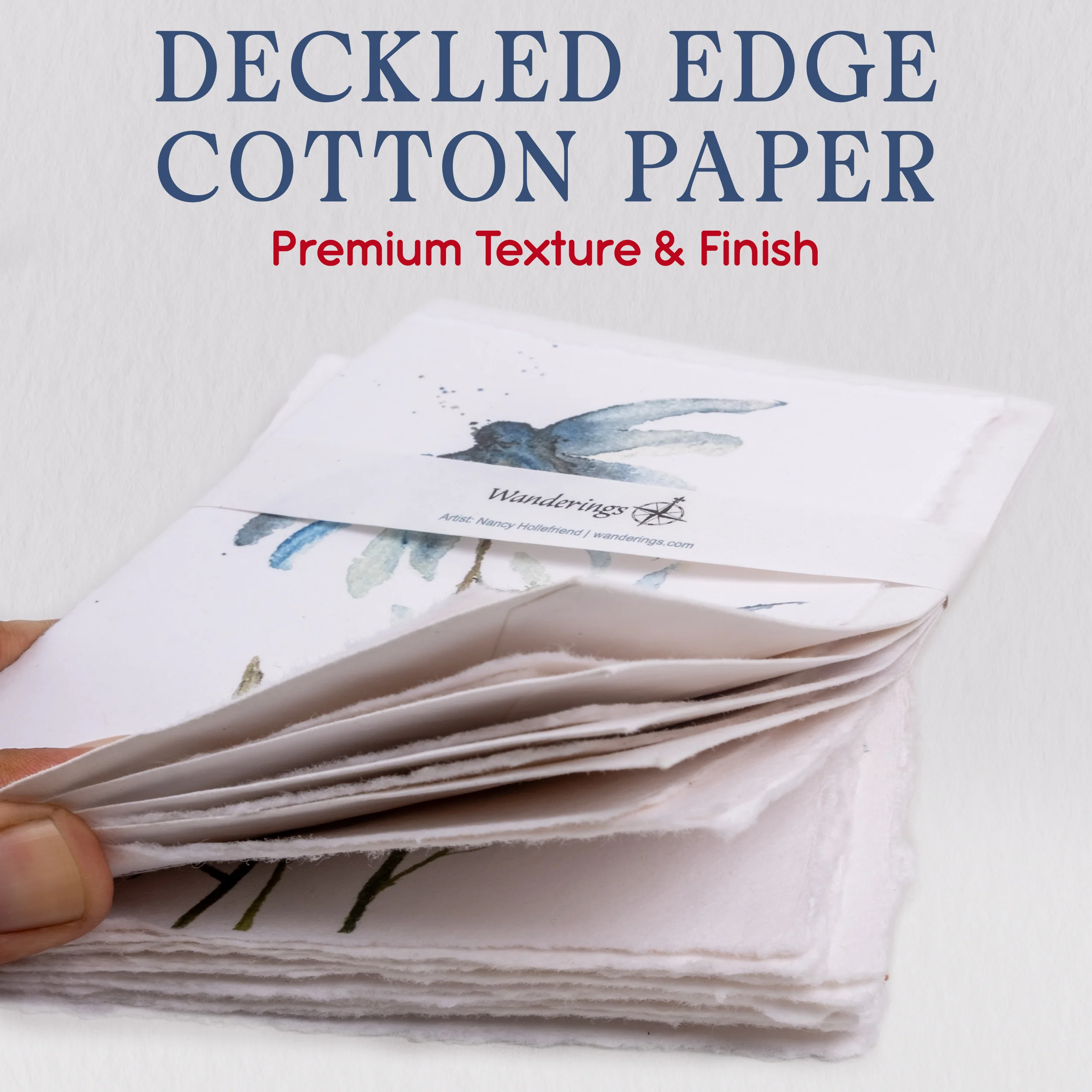 Handmade Deckle Edge Greeting Cards & Envelopes with Flower Art - 300gsm – 20 Cards (5 Each of 4 Varieties) - 5x7 - Image 4