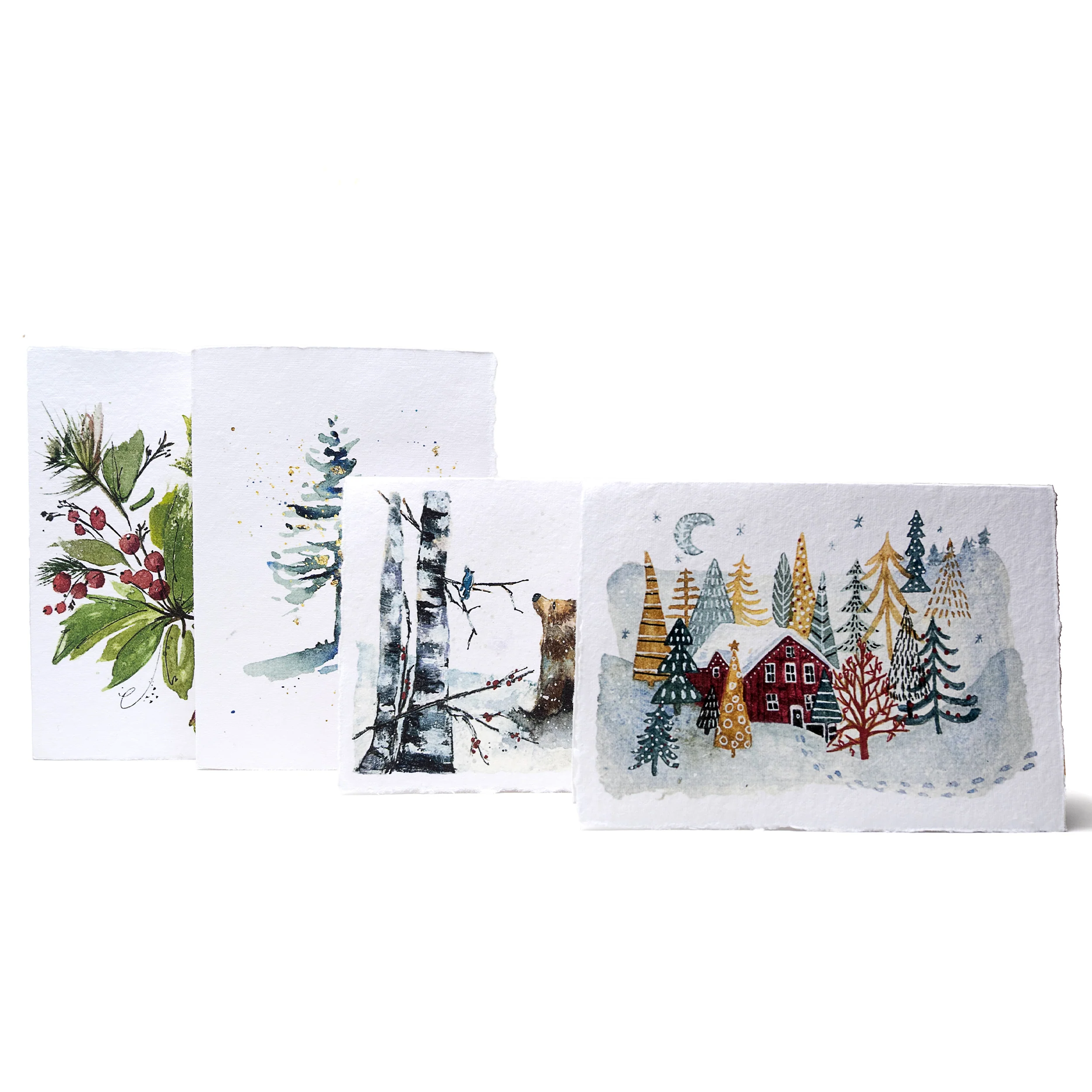 Handmade Deckle Edge Greeting Cards & Envelopes with Winter Art - 300gsm – 20 Cards (5 Each of 4 Varieties) - 5x7 - Image 5