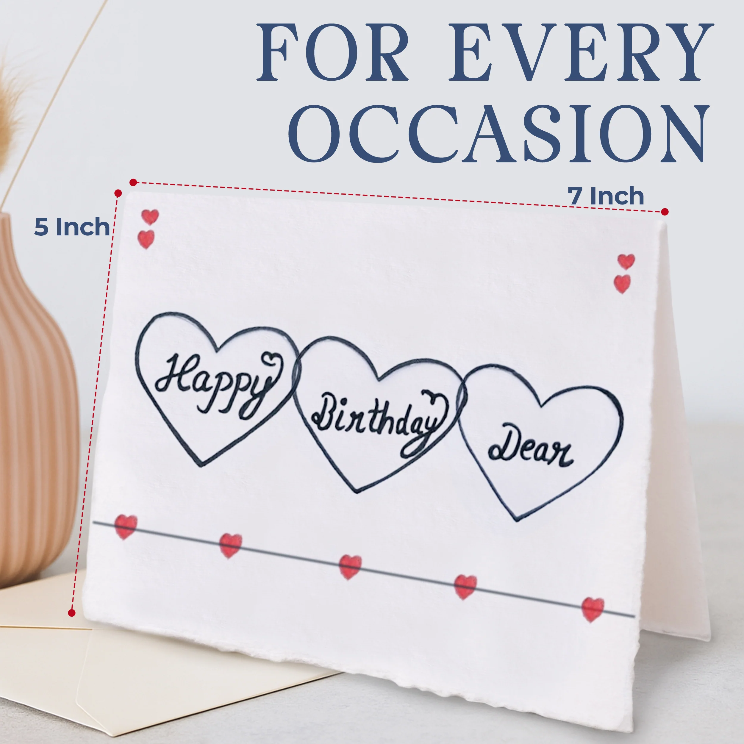Handmade Blank Deckle Edge Greeting Cards & Envelopes  - 300gsm – 20 Cards with Envelopes - 5x7 - Image 12