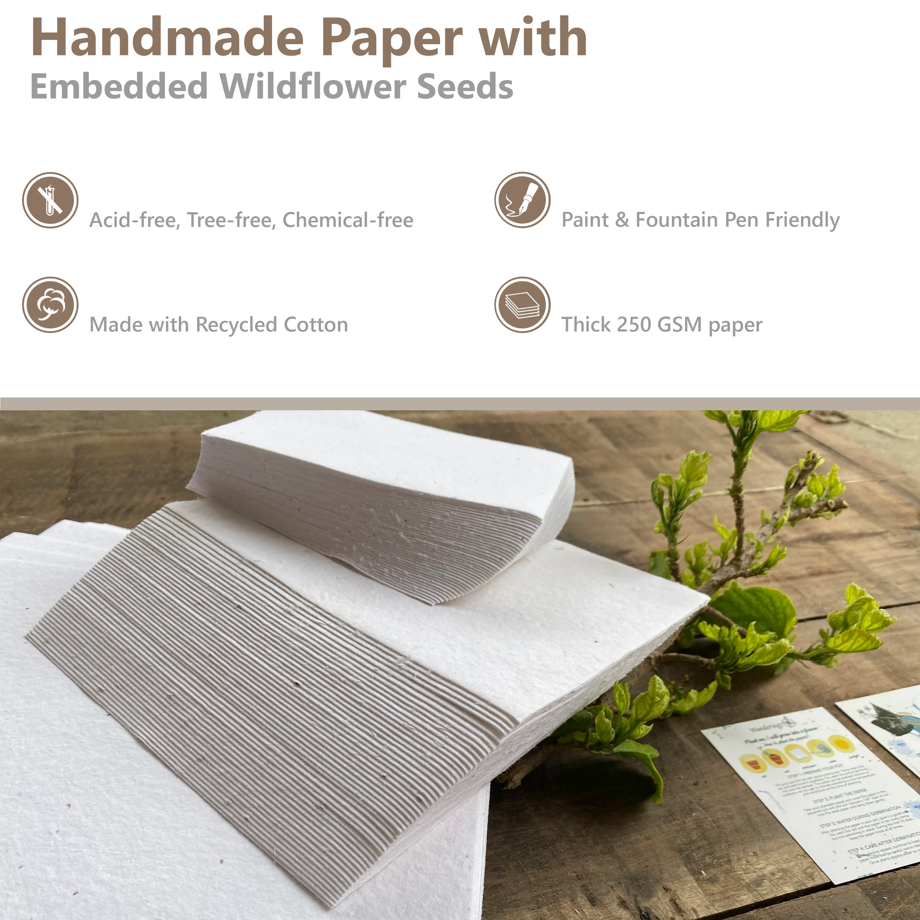 Handmade Flower Seed Paper, 250 GSM - 6 Options - Image 3