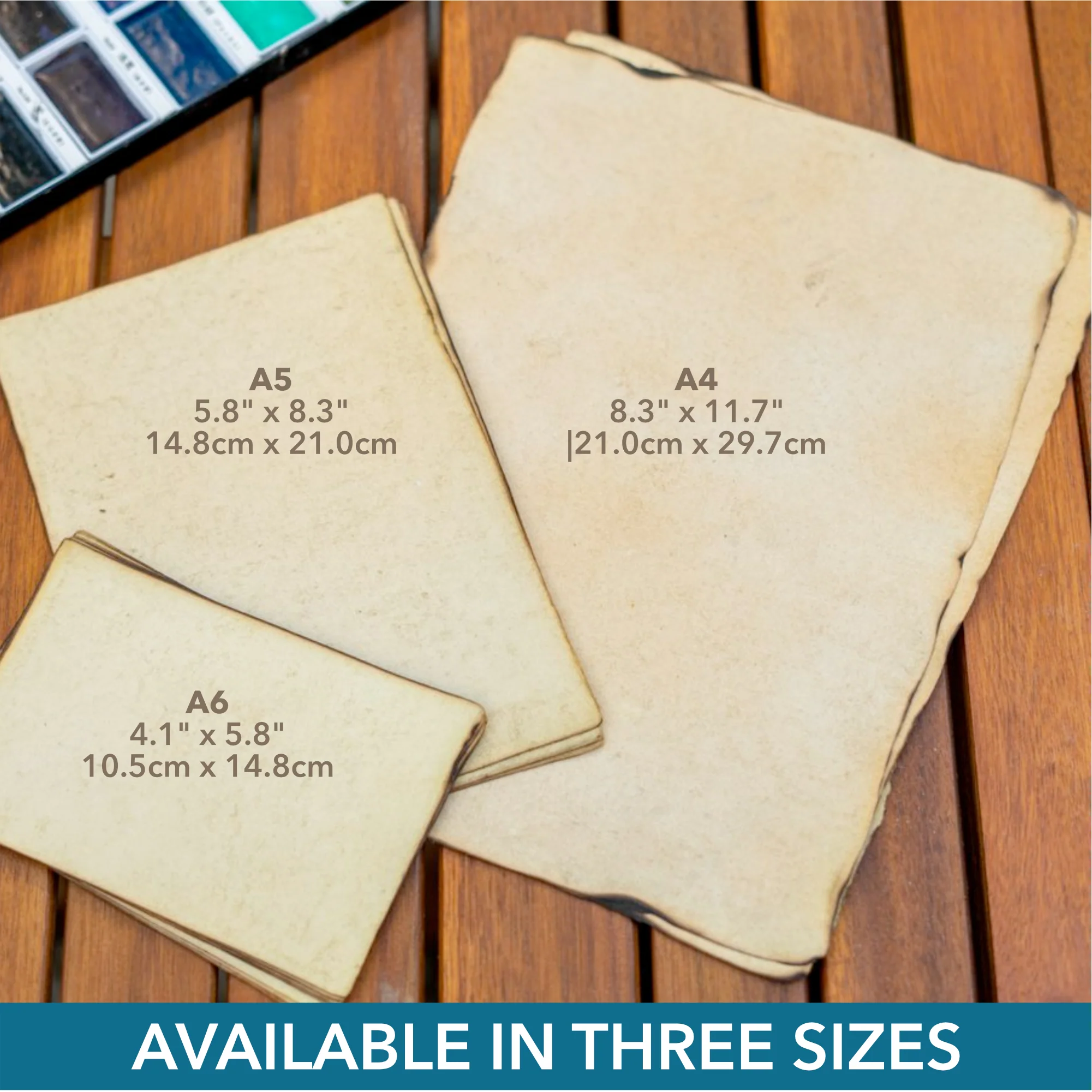 Handmade Vintage Burned Edge Paper - 150 GSM - 3 Sizes - 50 Pack - Image 3