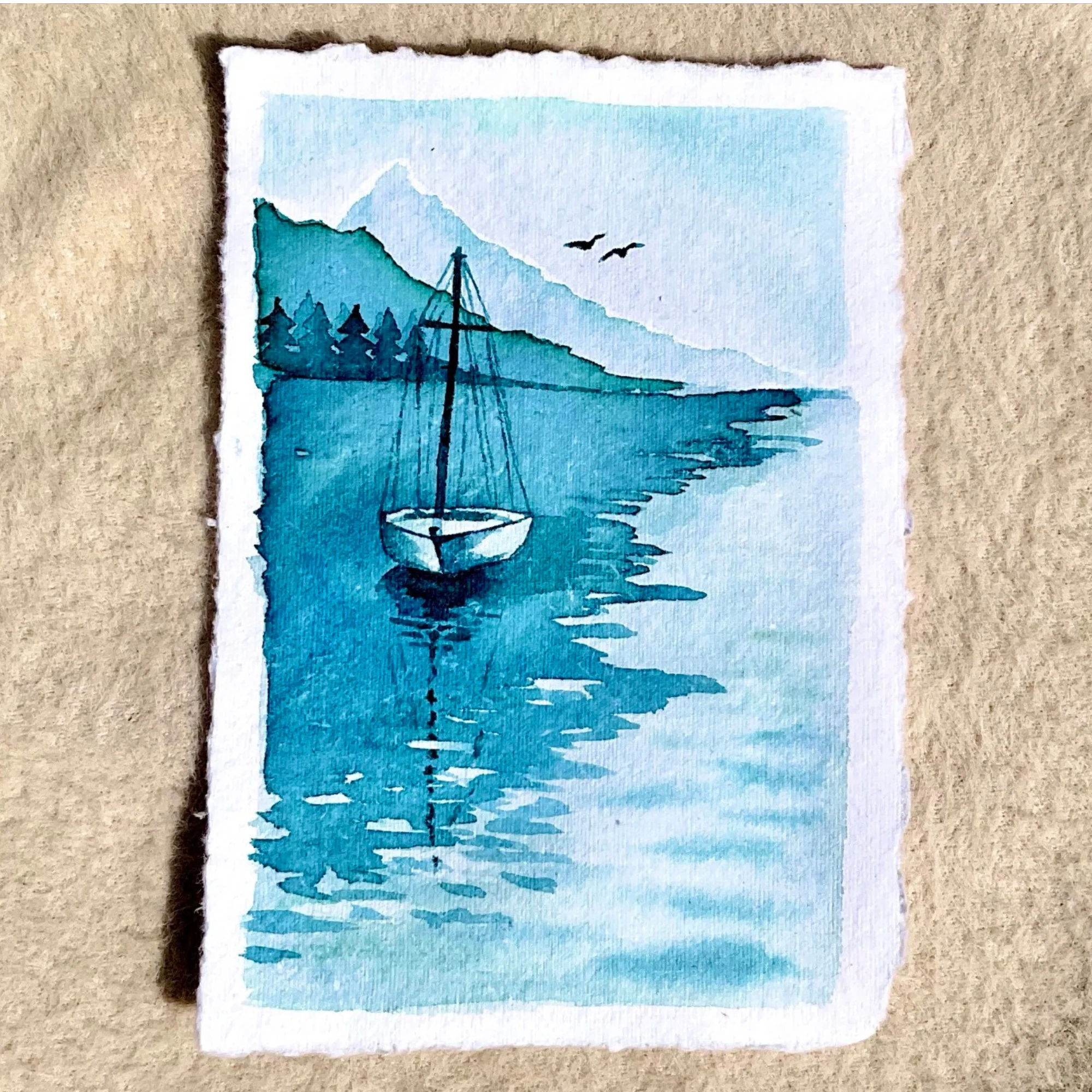 Handmade White Watercolor Hot Press Deckle Edge Paper - 300 GSM - Pack of 25 Sheets - Image 11