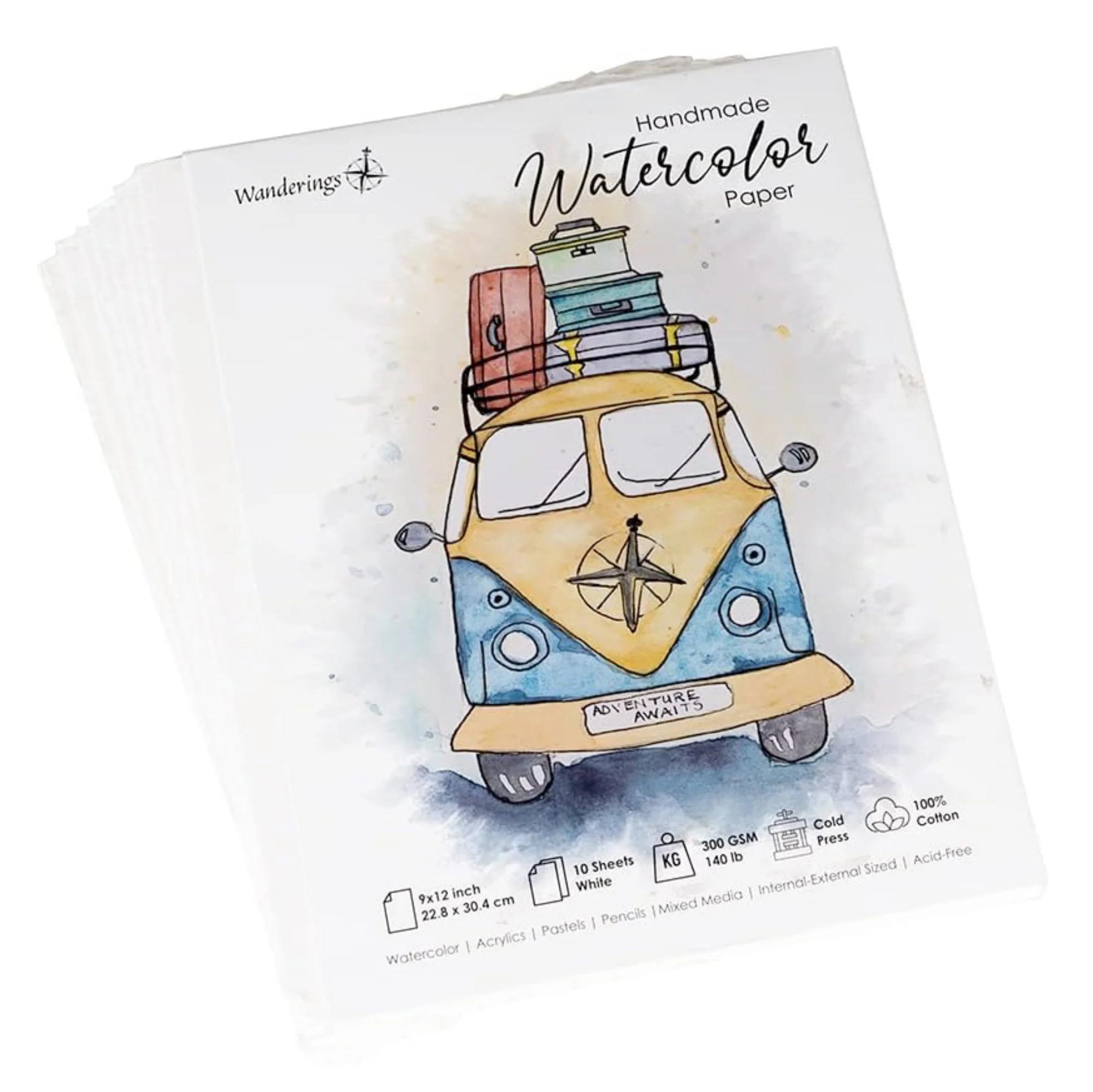 Handmade White Watercolor Hot Press Deckle Edge Paper - 300 GSM - Pack of 25 Sheets - Image 6