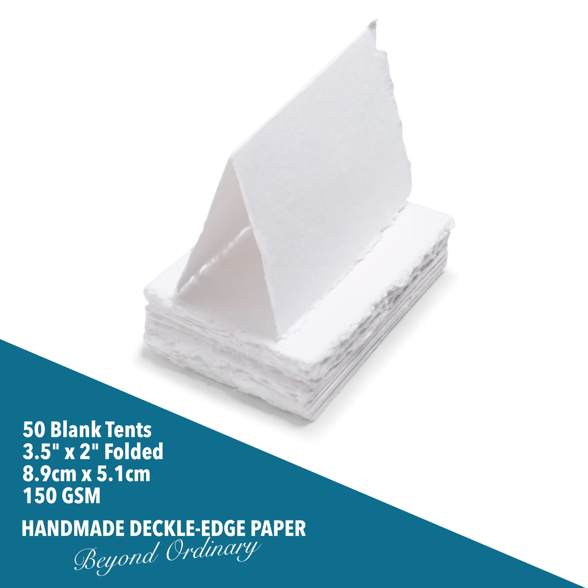 Handmade White Deckle Edge Paper - 150/300 GSM  - Multiple Sizes - 25/50 Packs - Image 10