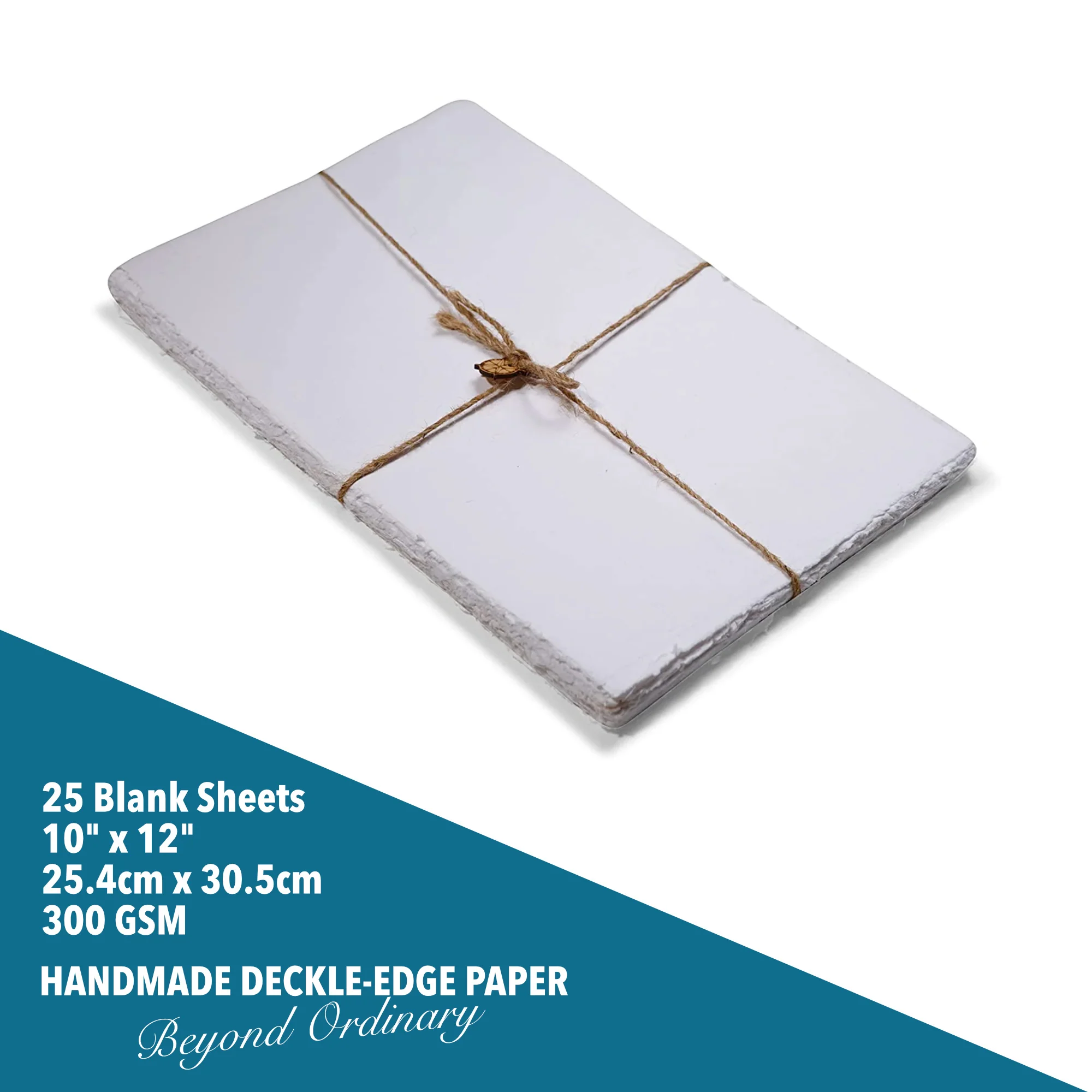 Handmade White Deckle Edge Paper - 150/300 GSM  - Multiple Sizes - 25/50 Packs - Image 12