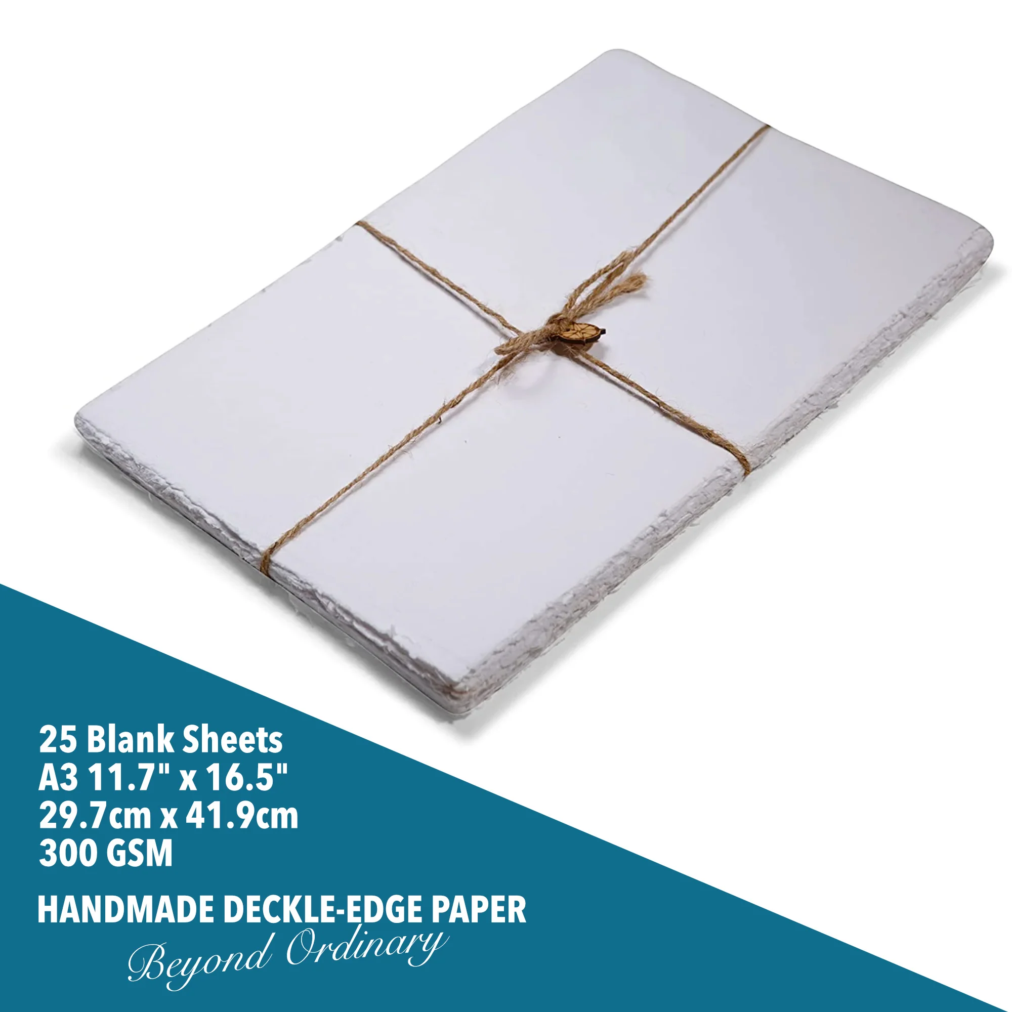 Handmade White Deckle Edge Paper - 150/300 GSM  - Multiple Sizes - 25/50 Packs - Image 13