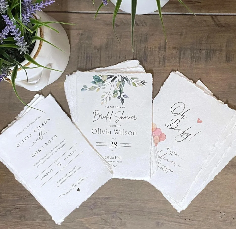 Handmade White Deckle Edge Paper - 150/300 GSM  - Multiple Sizes - 25/50 Packs - Image 15