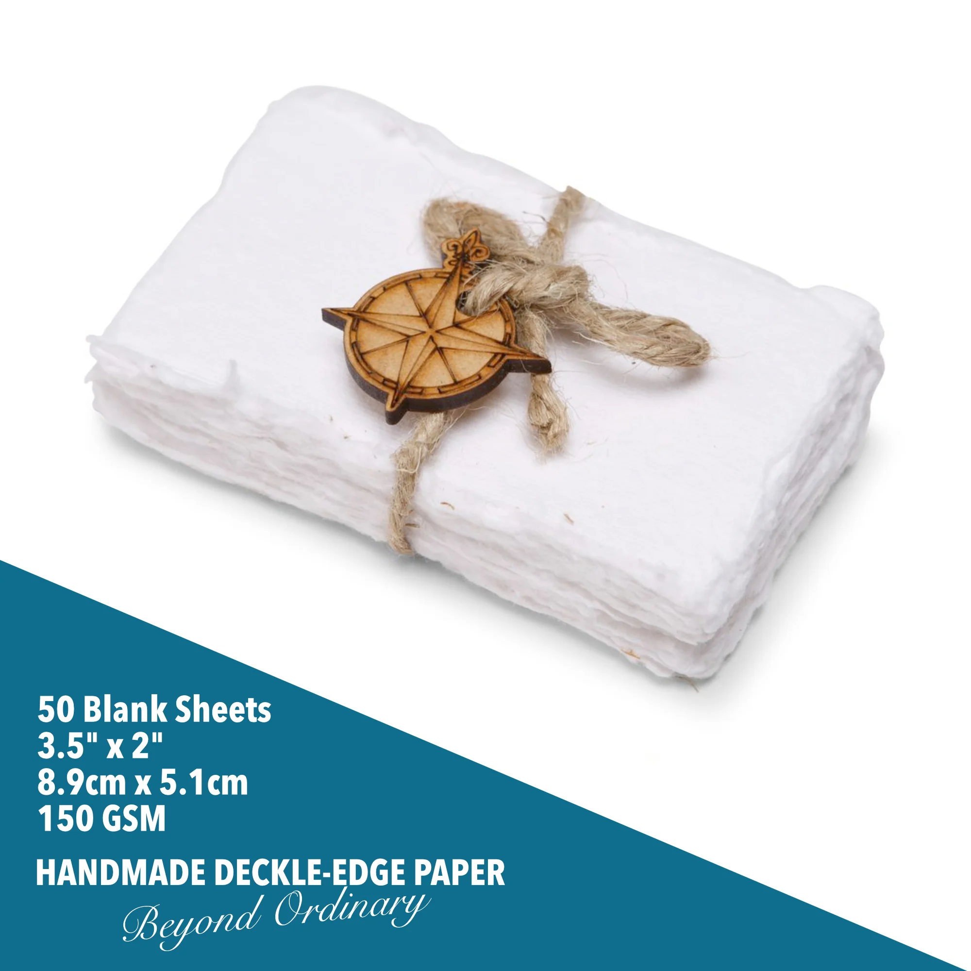 Handmade White Deckle Edge Paper - 150/300 GSM  - Multiple Sizes - 25/50 Packs - Image 6