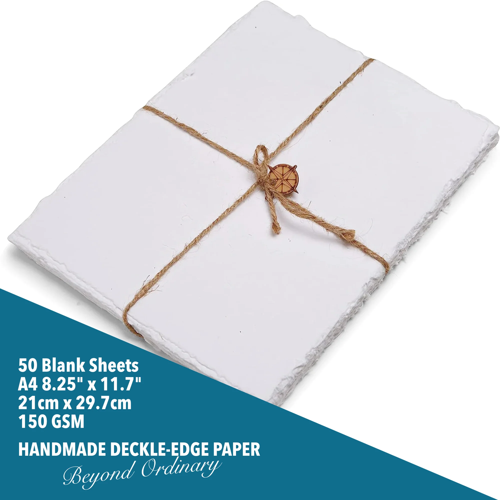 Handmade White Deckle Edge Paper - 150/300 GSM  - Multiple Sizes - 25/50 Packs - Image 9