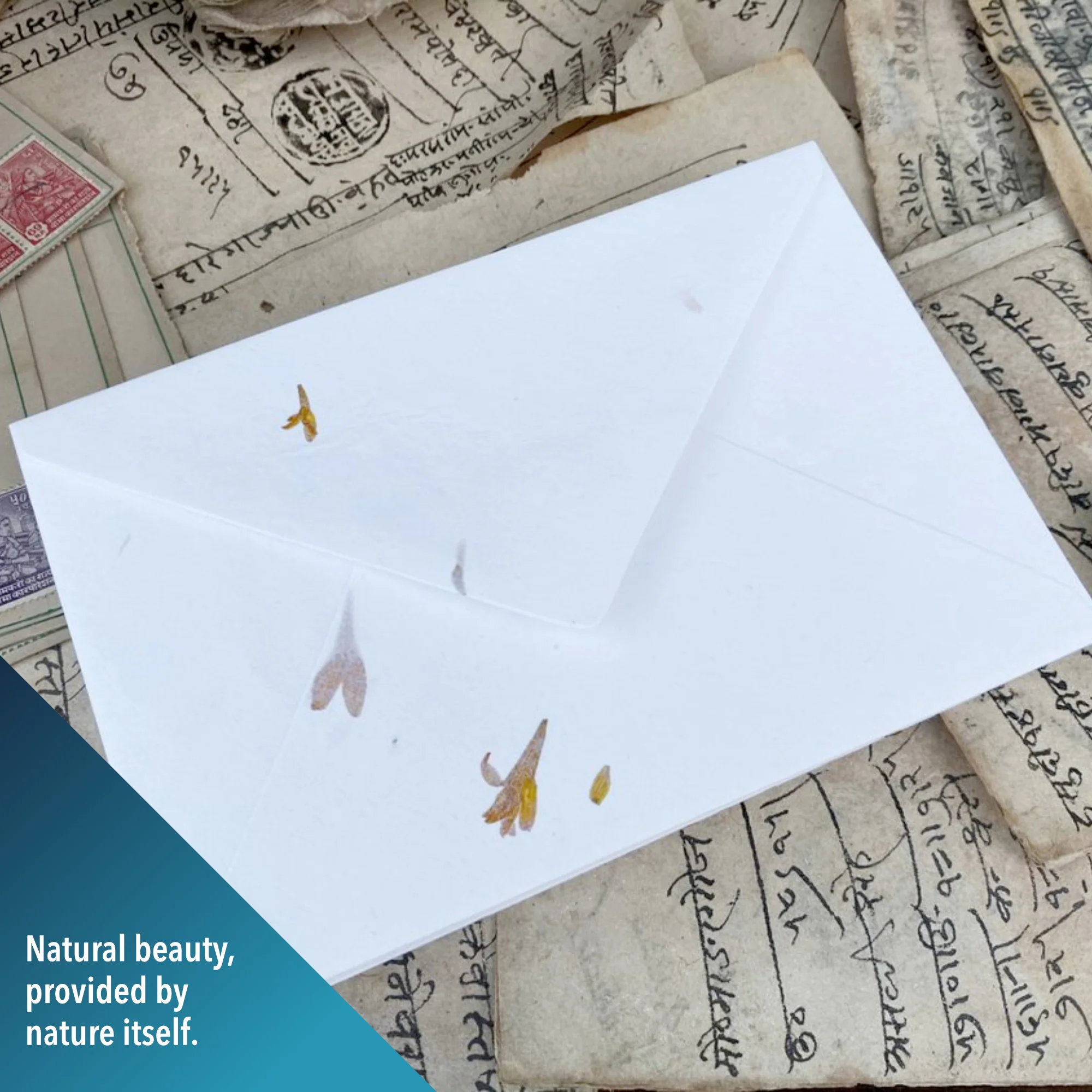 Handmade White Envelopes with Real Flower Petals - 150 GSM - 2 Sizes - 25 Pack - Image 3
