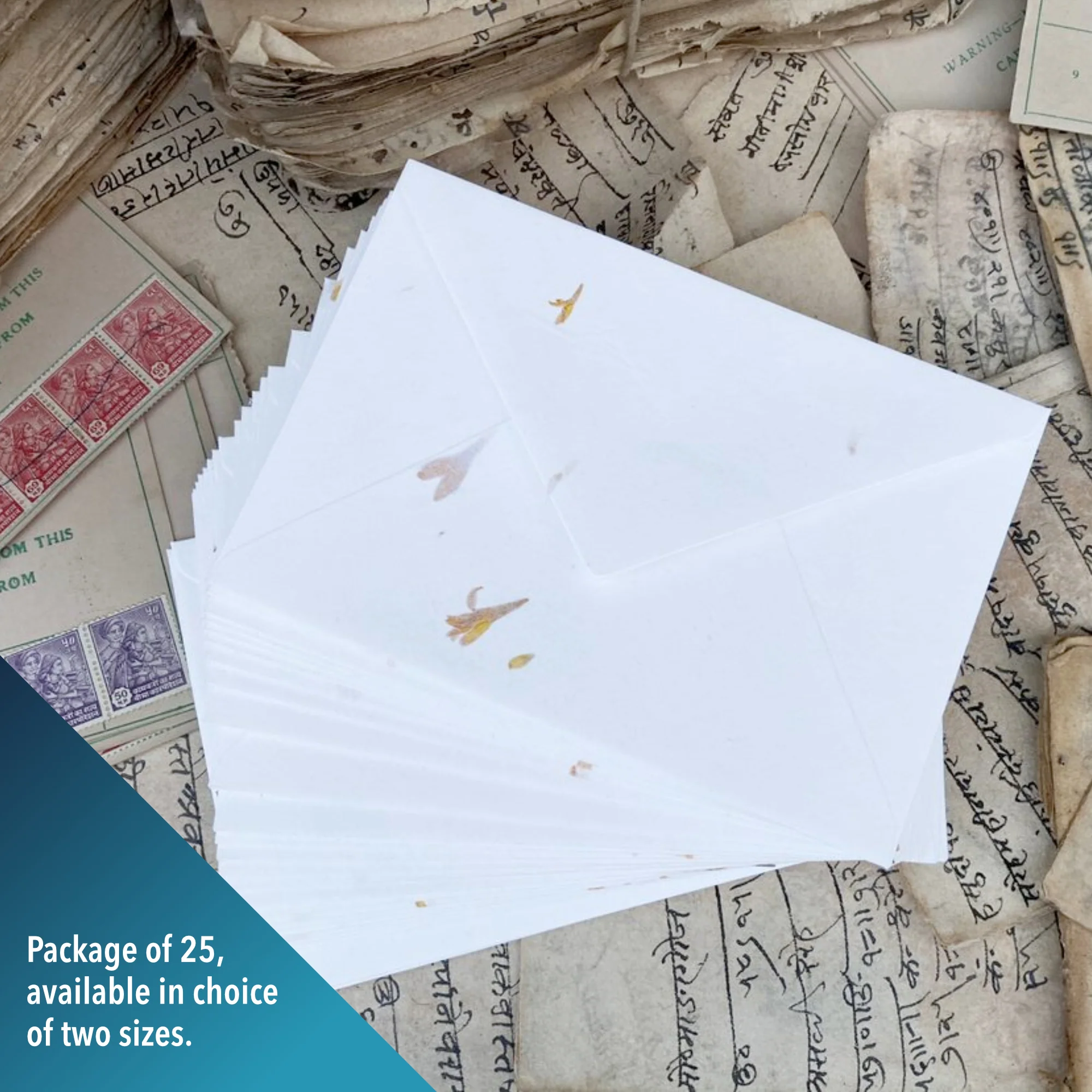 Handmade White Envelopes with Real Flower Petals - 150 GSM - 2 Sizes - 25 Pack - Image 4