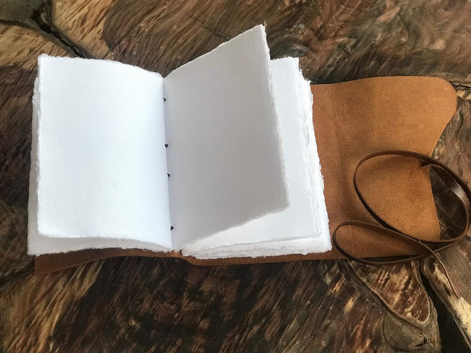 Leather Bound Journal - Hand-Crafted Genuine Leather and Ivory Deckle Edge Paper - 5x7" - Image 8