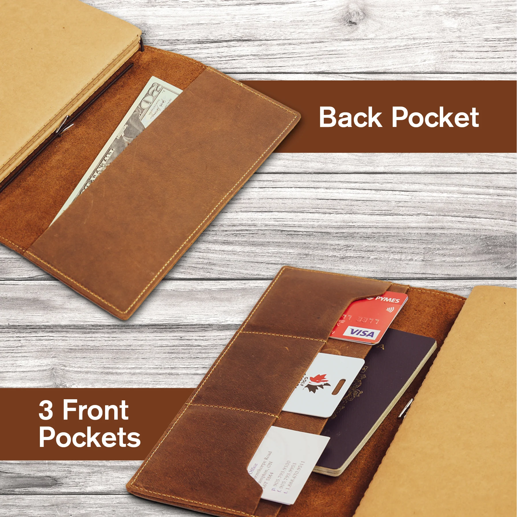 Regular Standard Size Travelers Notebook with Pockets 4.75" x 8.5" / 12cm x 22cm - Image 4