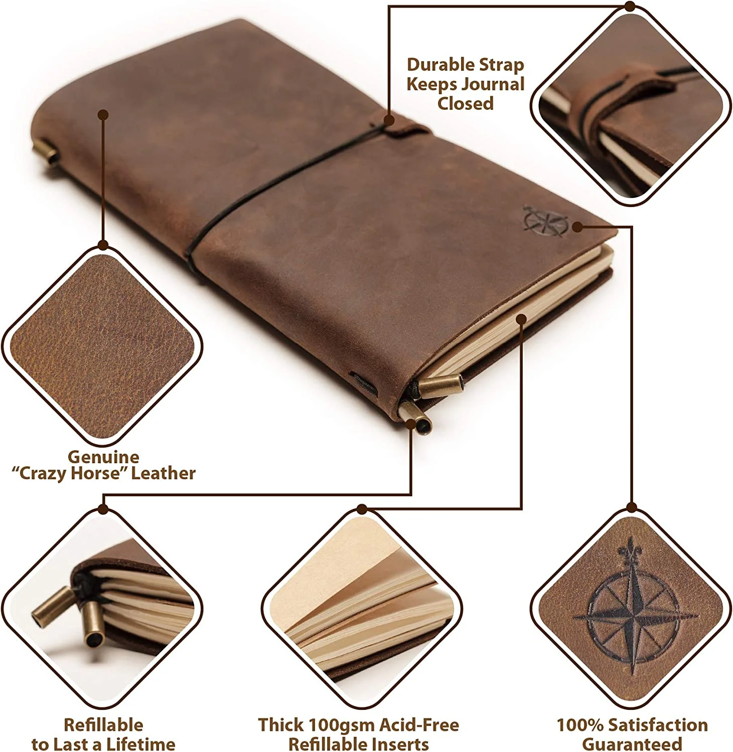 Regular Standard Size Travelers Notebook with Pockets 4.75" x 8.5" / 12cm x 22cm - Image 6