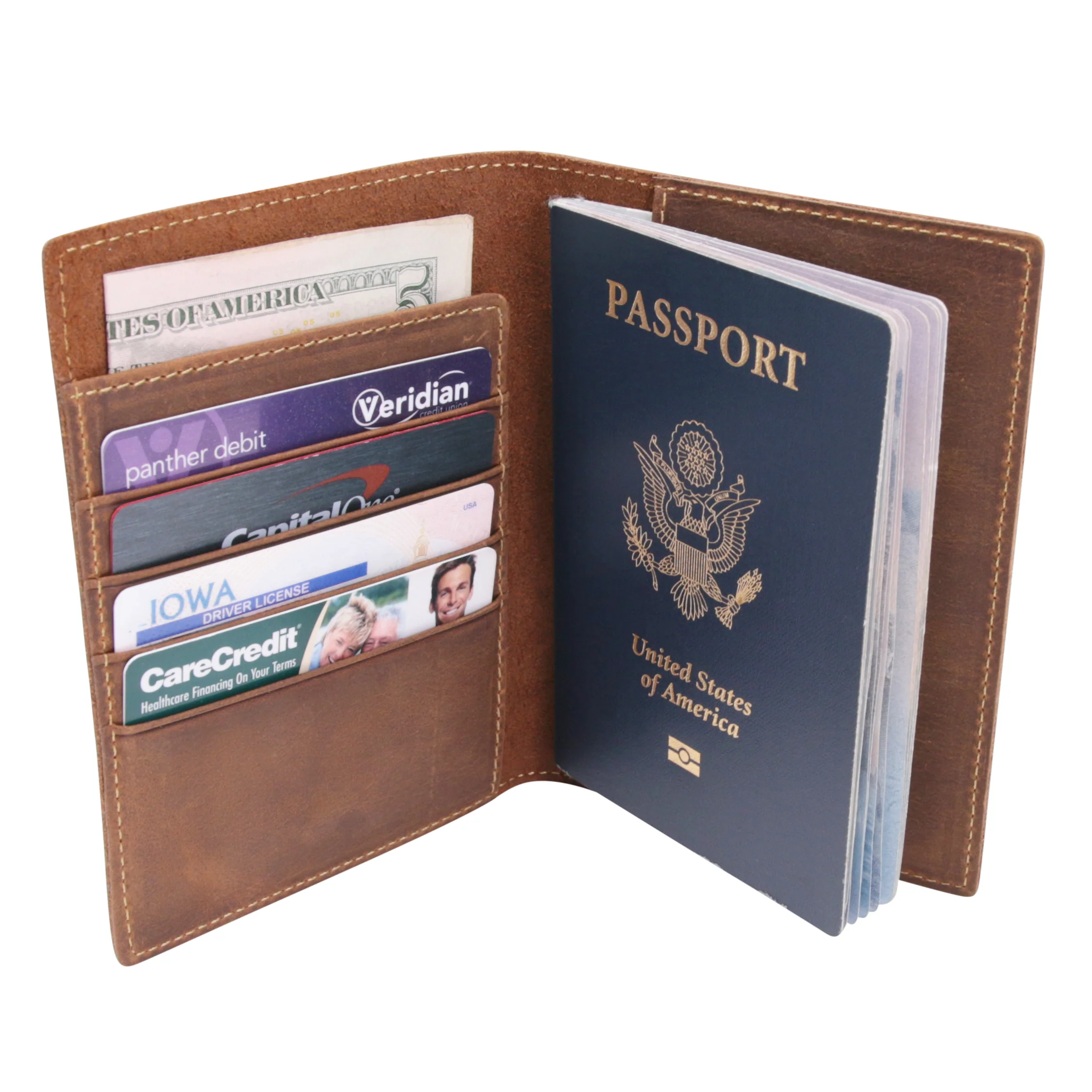Leather Passport Travel Wallet - RFID Blocking - 4 x 5.5 inches - Image 3