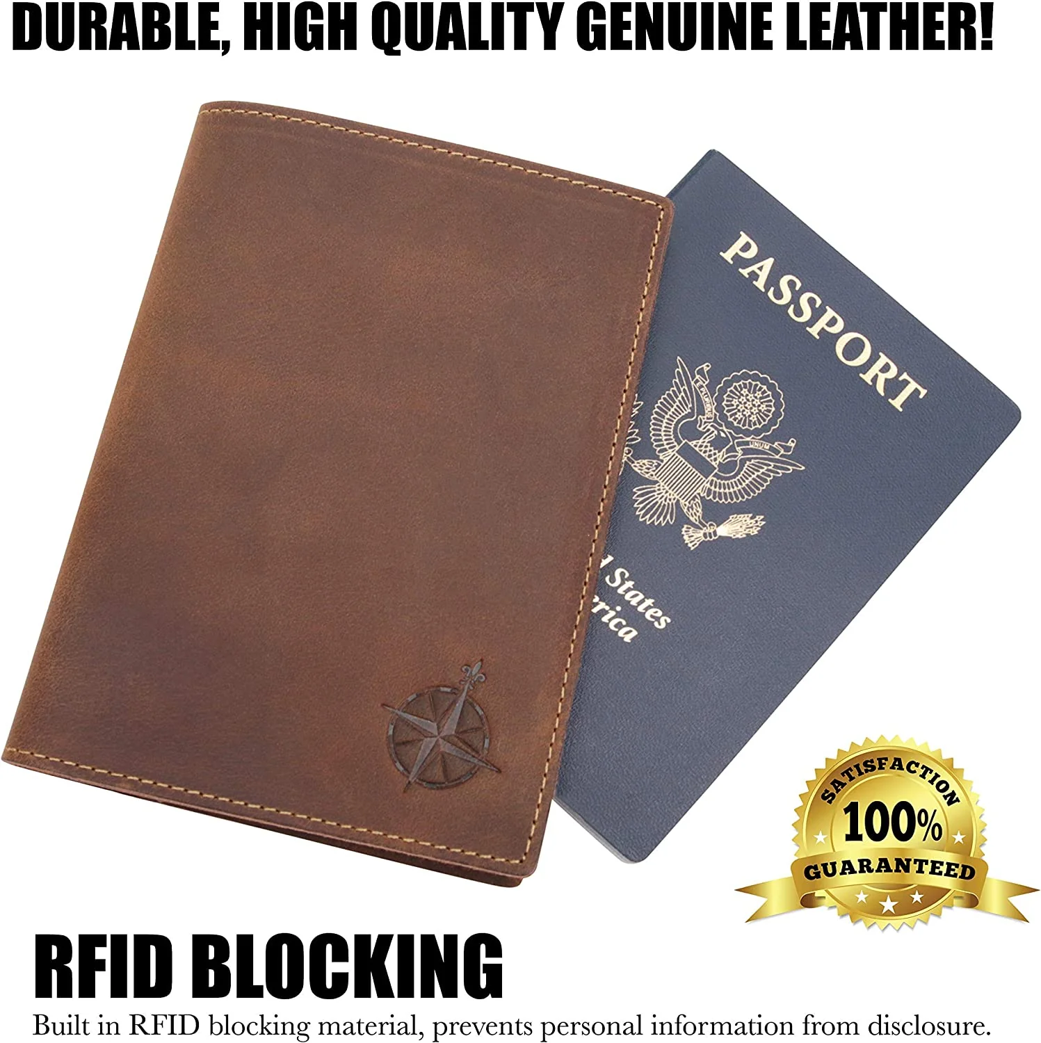Leather Passport Travel Wallet - RFID Blocking - 4 x 5.5 inches - Image 7
