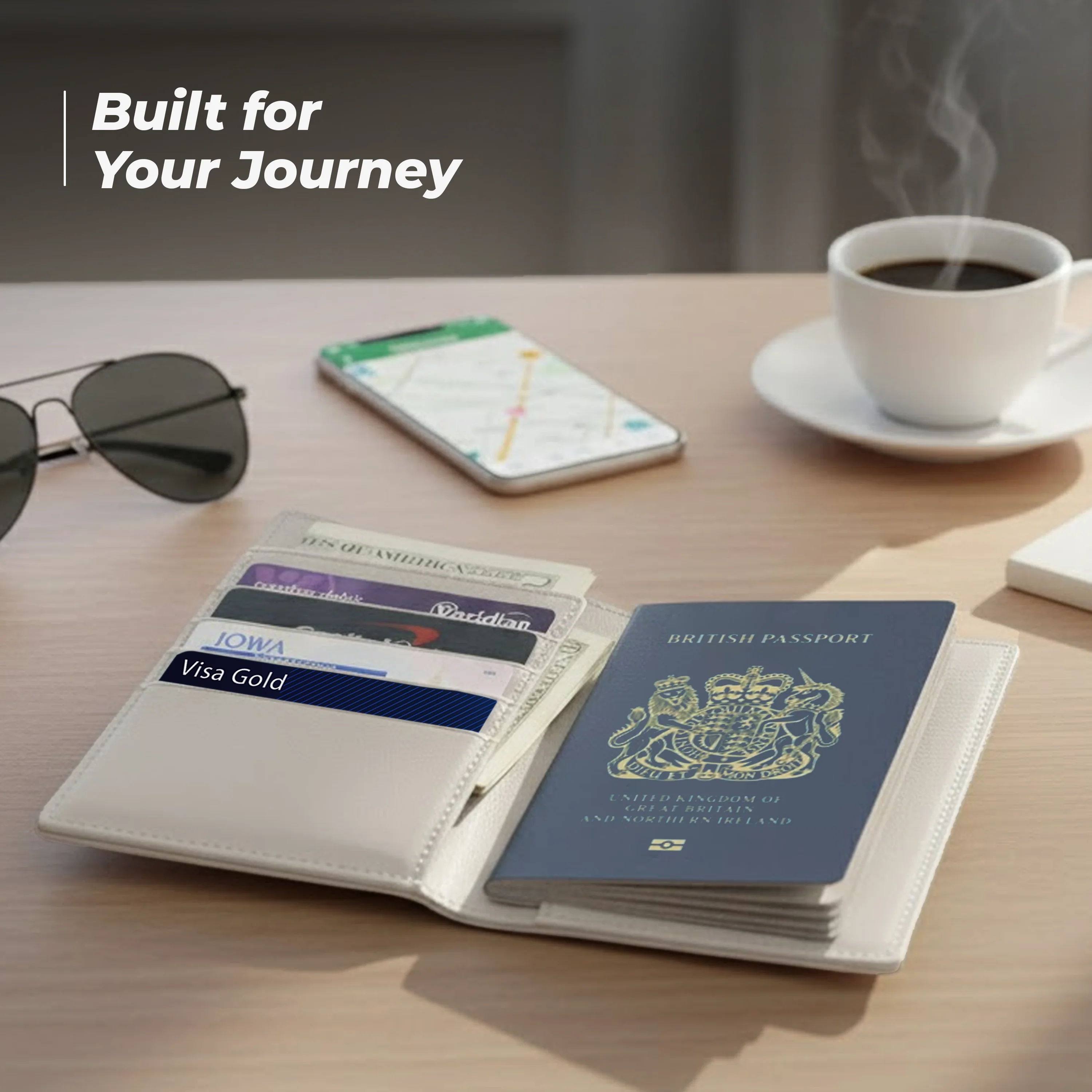 Leather Passport Travel Wallet - Oat Color - RFID Blocking - 4 x 5.5 inches - Image 11