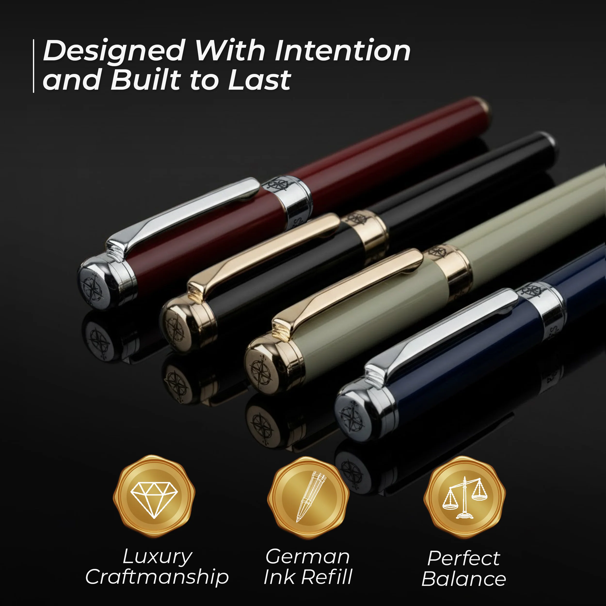 Premium Ballpoint Pen with German Ink and extra Schmidt Refill – Piano Black - Image 9