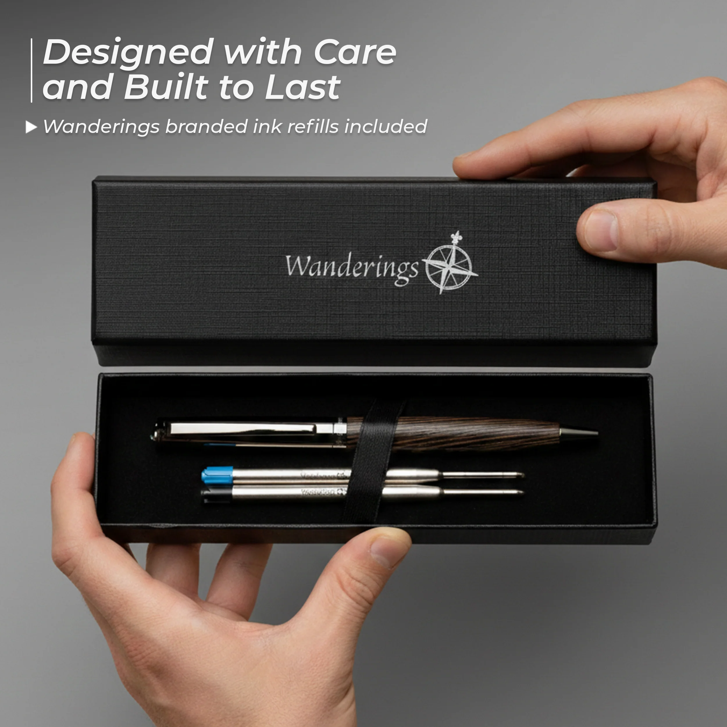 Wanderings Ballpoint Pen with German Ink – Beautifully Balanced for a Smooth Writing Experience - Light Brown and Real Wood Barrel - Includes 2 Refills in a Presentation Case - Image 7