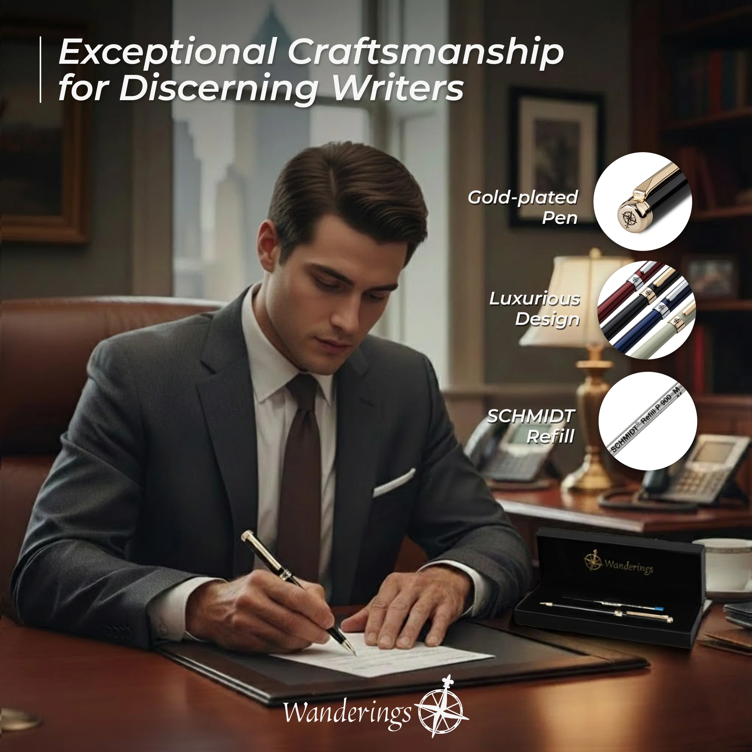 Premium Ballpoint Pens with German Ink and extra Schmidt Refill in a Giftable Presentation Case - Image 2