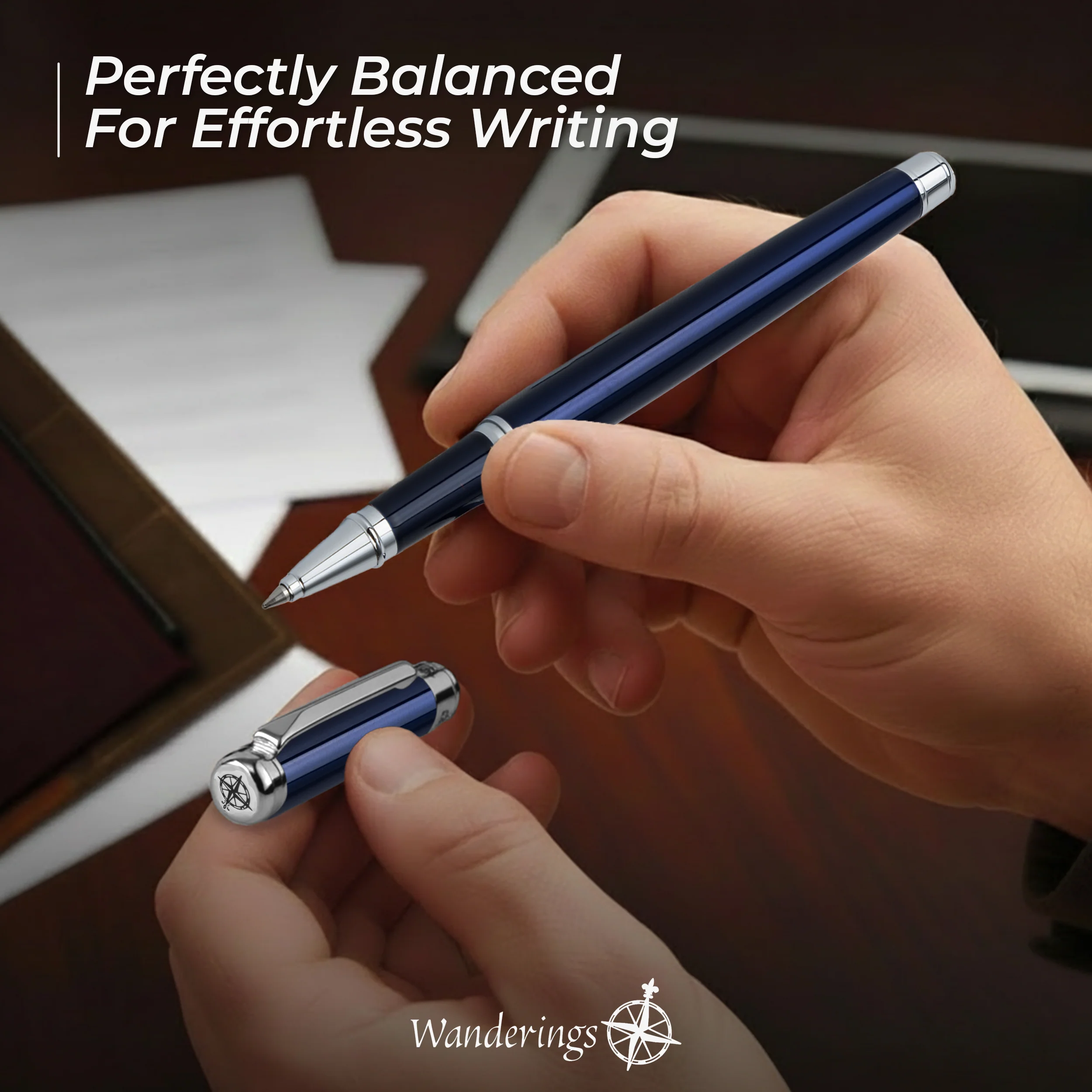 Premium Rollerball Pen with German Ink and extra Schmidt Refill – Blue Breeze - Image 4