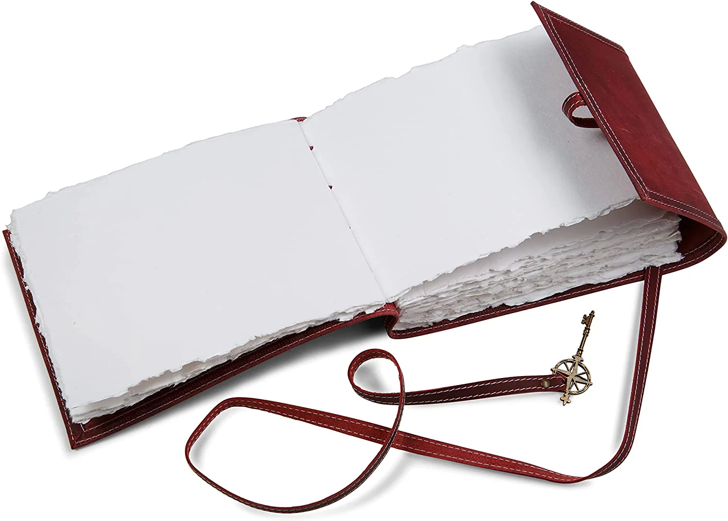Red Leather Watercolor Journal with Handmade Deckle Edge Paper - 350 GSM | 6"x8" / 8"x10" - Image 4