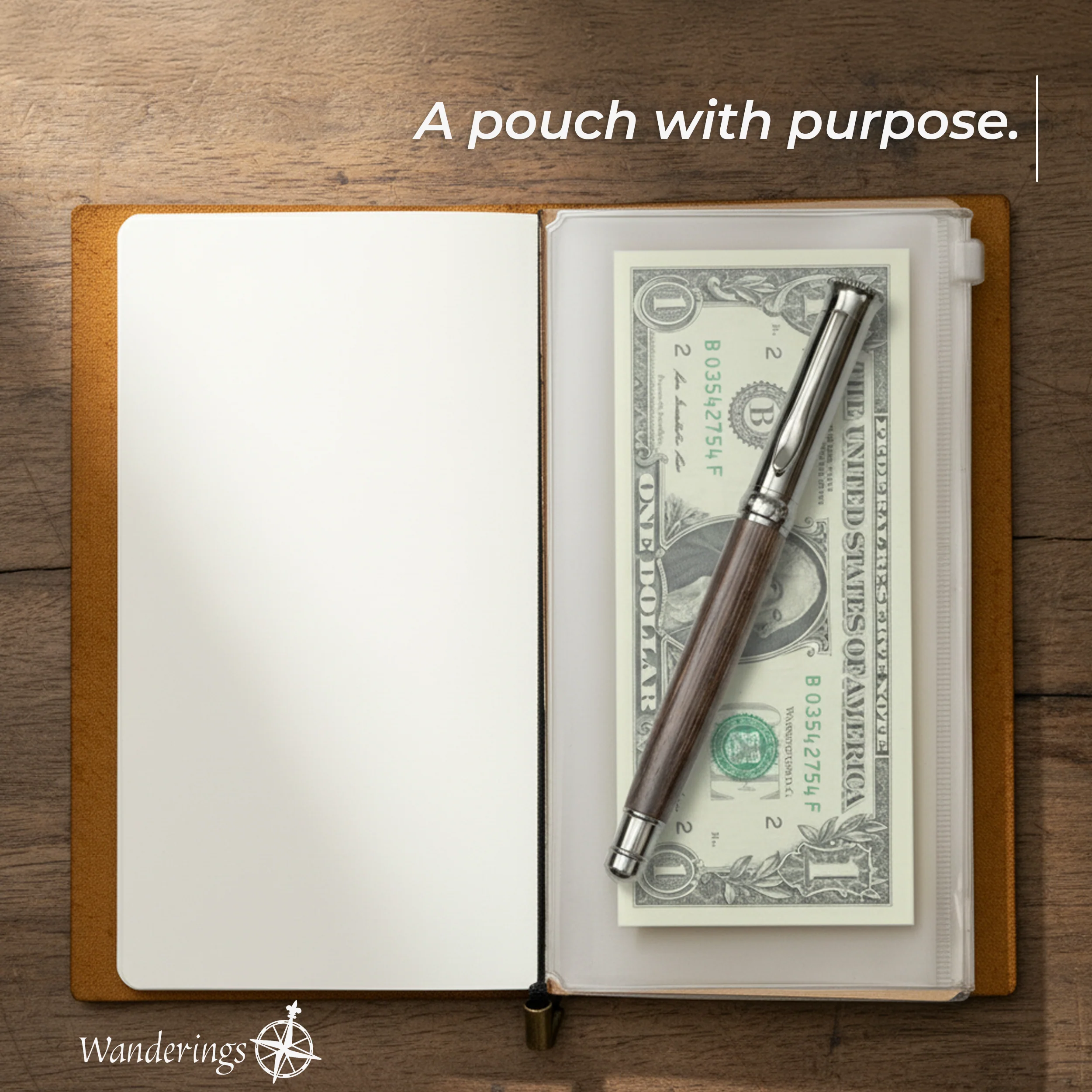 Travelers Notebook Bundle - With Pen Holder, Pen, 2 Extra Ink Refills, PVC Folder & Binder Clip - 3 Sizes - Image 5