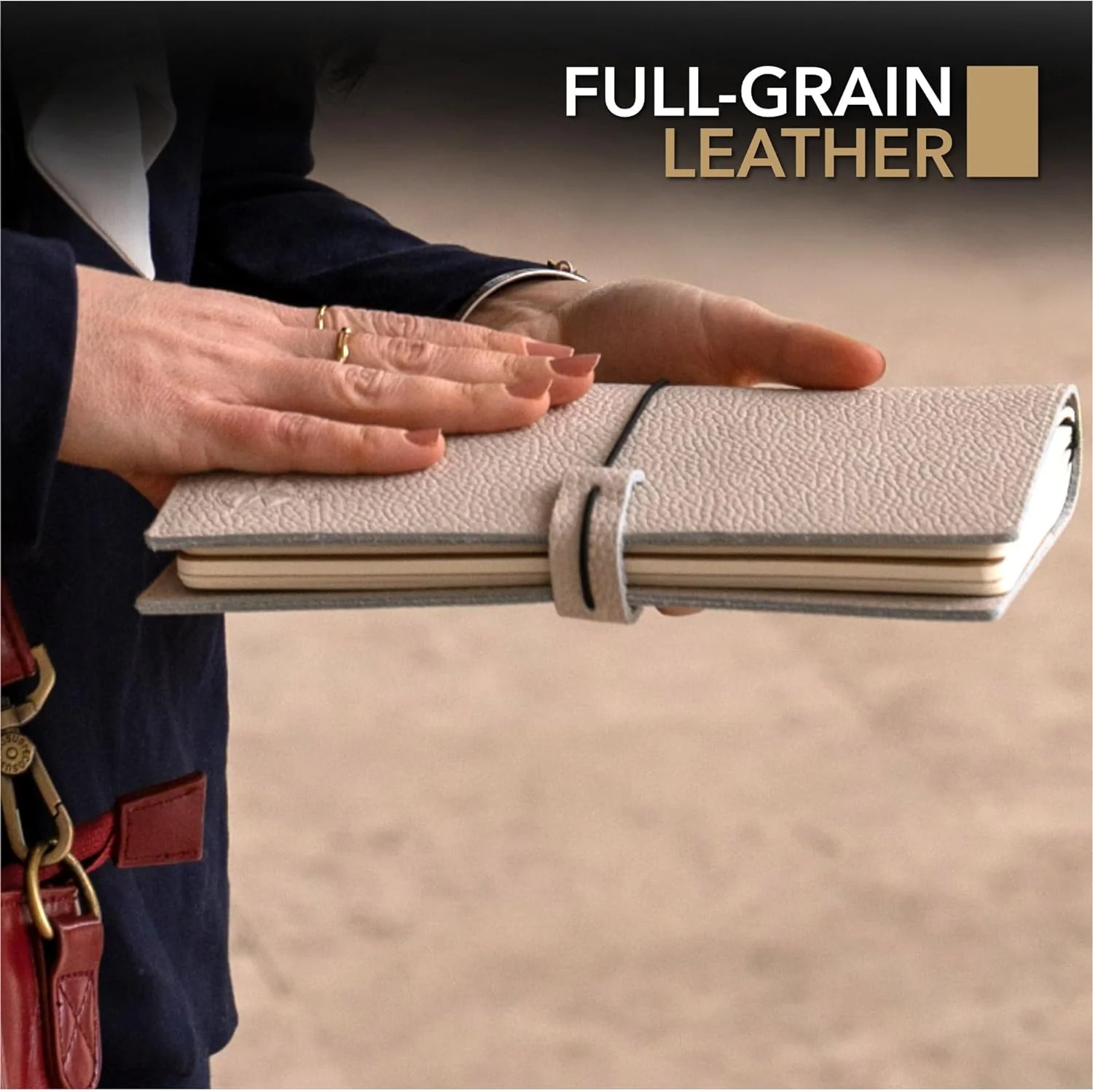 Standard / Regular Size Refillable Textured Leather Travelers Notebook with Pockets and Blank Inserts - 8.5x4.5"/ 22x11.5cm - Image 9