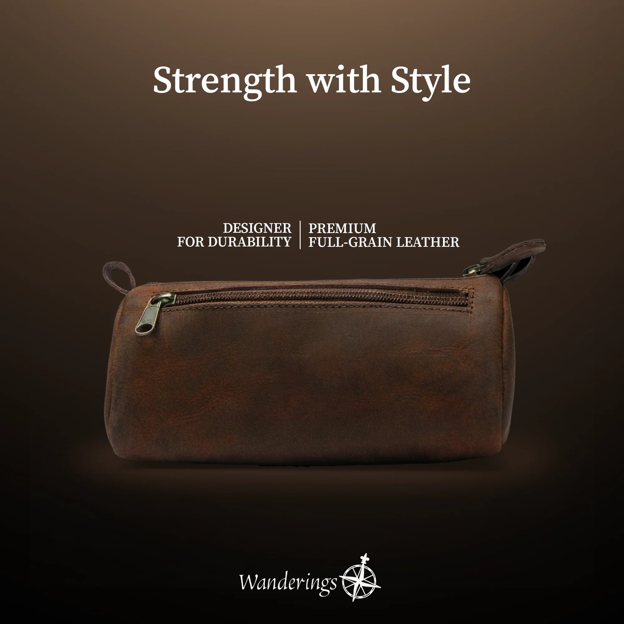 Small Triangle Leather Pencil Pouch Case – 8.5" / 21.6 cm – Handcrafted Full-Grain Leather Zipper Case - Image 3