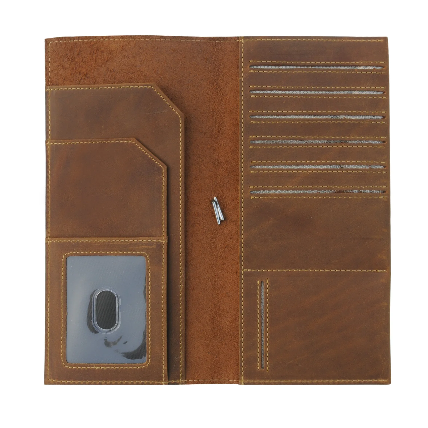 Tall Leather Passport Travel Wallet - RFID Blocking - 4.25"x9" / 11cm x 23cm - Image 4