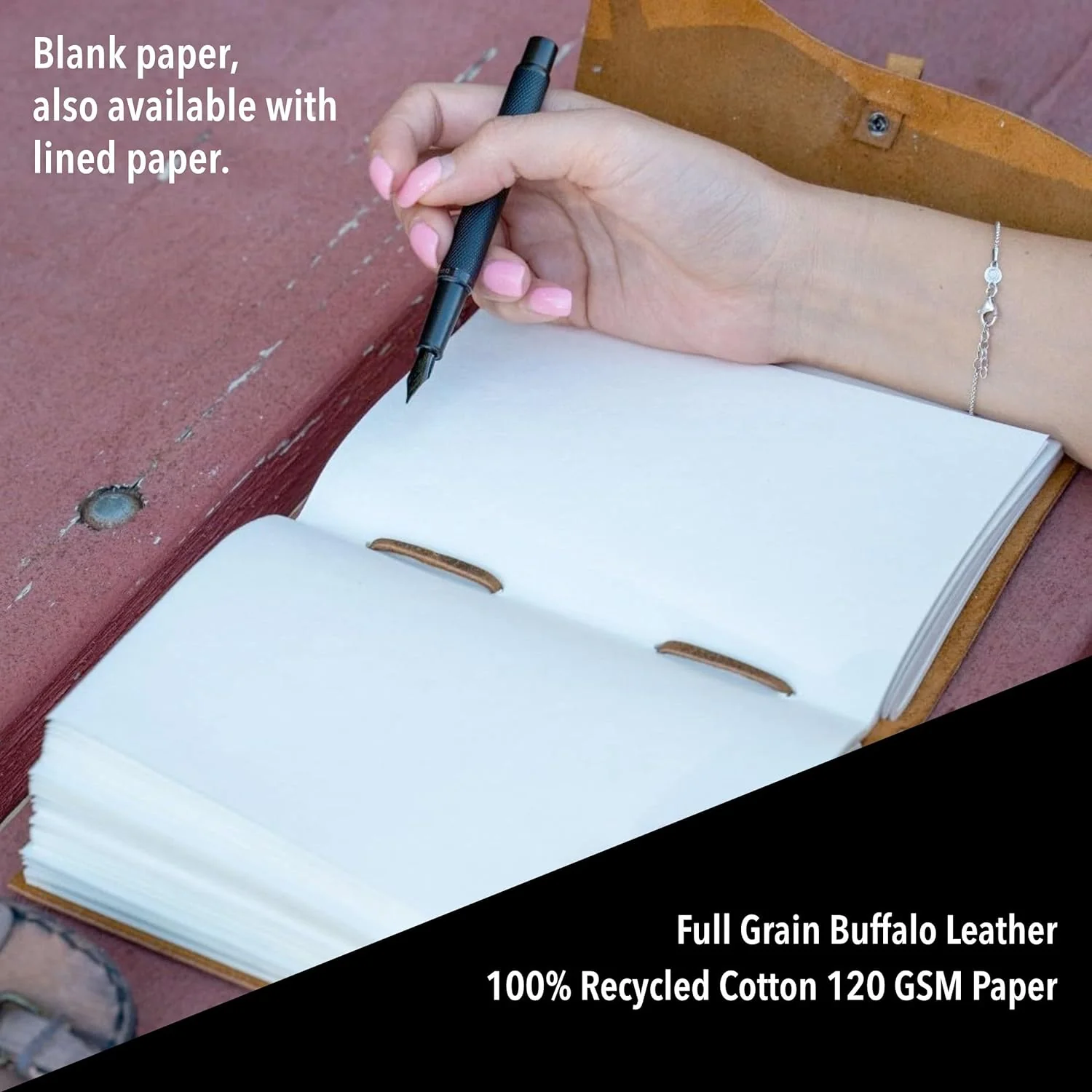 Leather Bound Vintage Journal - Unlined or Lined - 3 Sizes - Image 5