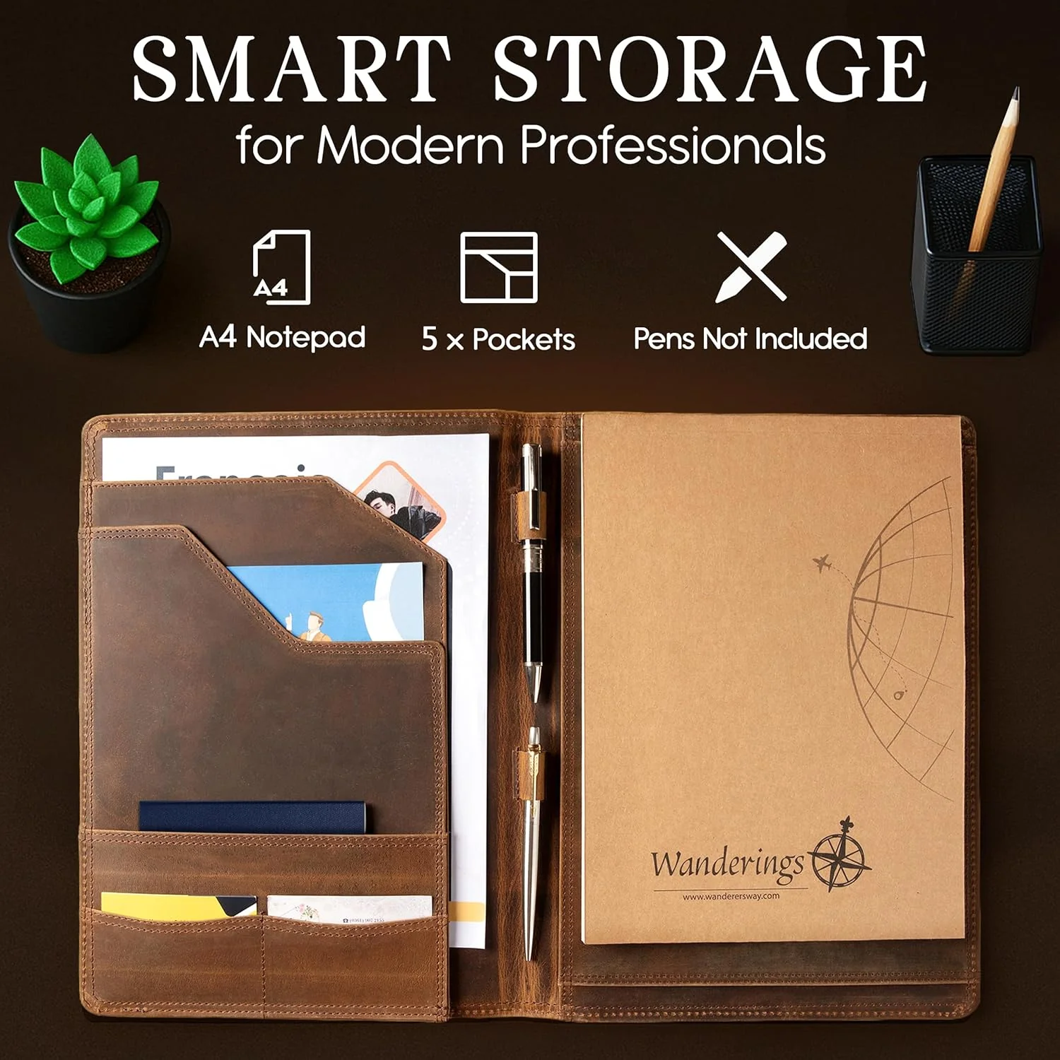 Vintage Leather Padfolio - 10x13" - Image 4